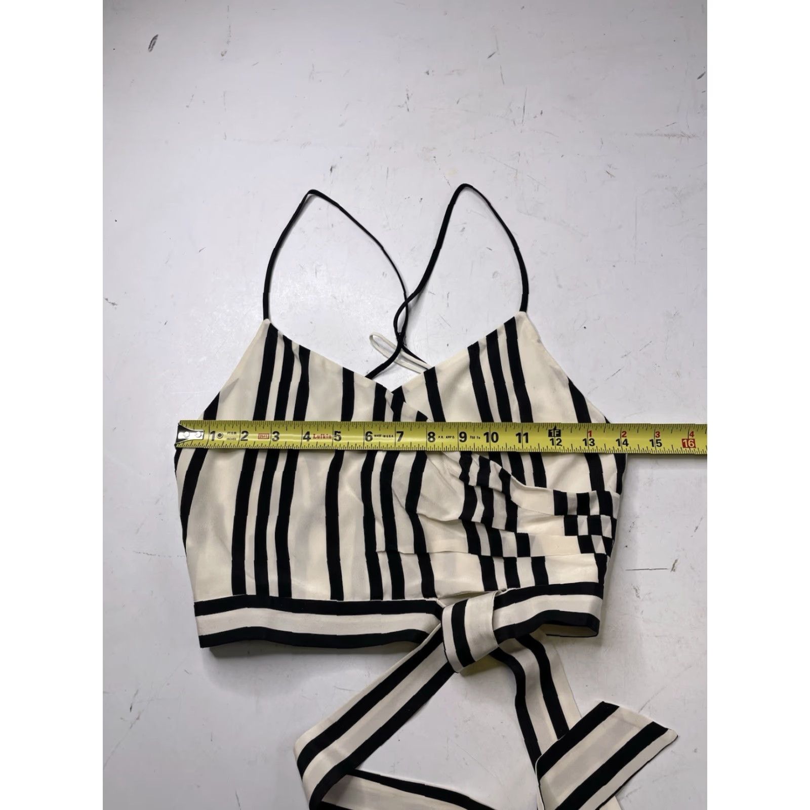 Alice + Olivia Alice + Olivia Shirt Women 2 Black White Striped Cropped Top Sleeveless V-Neck Zip Cropped Blouse Multicolor Silk Strappy Sleeve Size XS / US 0-2 / IT 36-38 - 5 Thumbnail