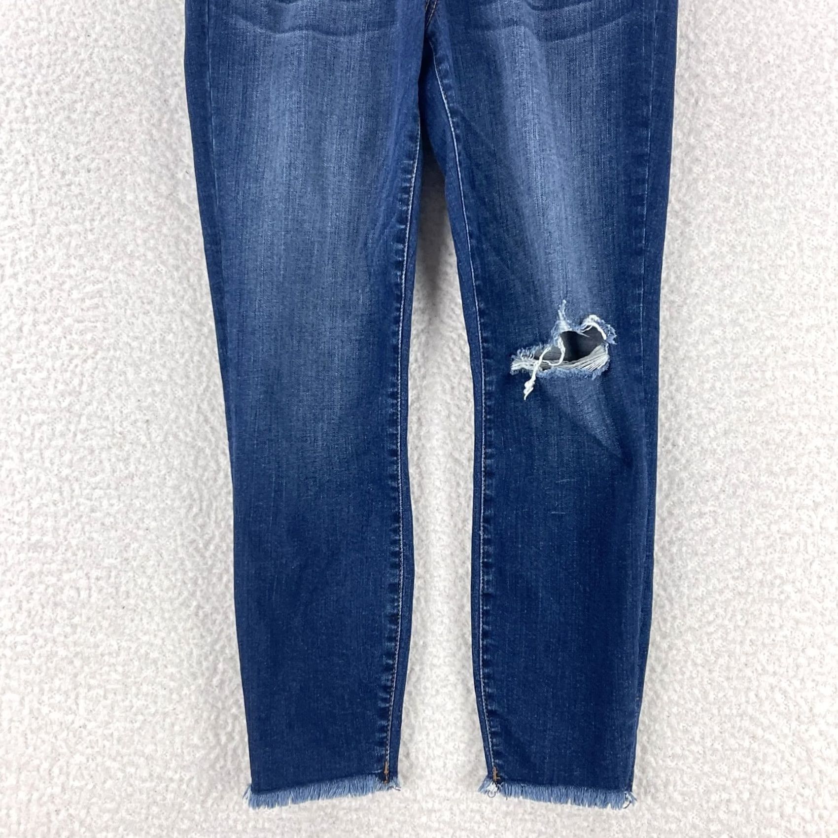 Vintage KUT from the Kloth Donna Crop Skinny Jeans Womens Size 4 Blue Distressed Casual Denim Jeans Crop Skinny Size 27" / US 4 / IT 40 - 3 Thumbnail