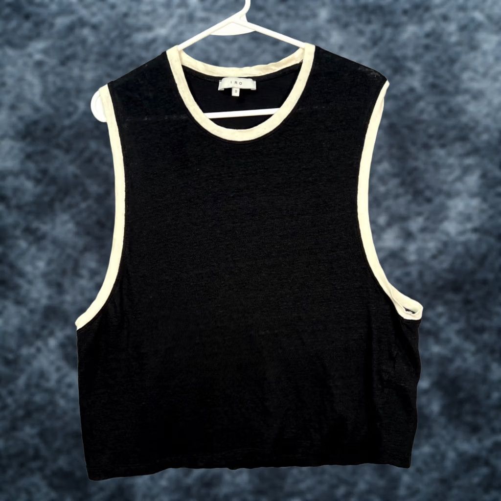 Iro IRO Womens Tank Black Linen Sleeveless Racerback Calvina Small Short Sleeve? (error) Size S / US 4 / IT 40 - 1 Thumbnail