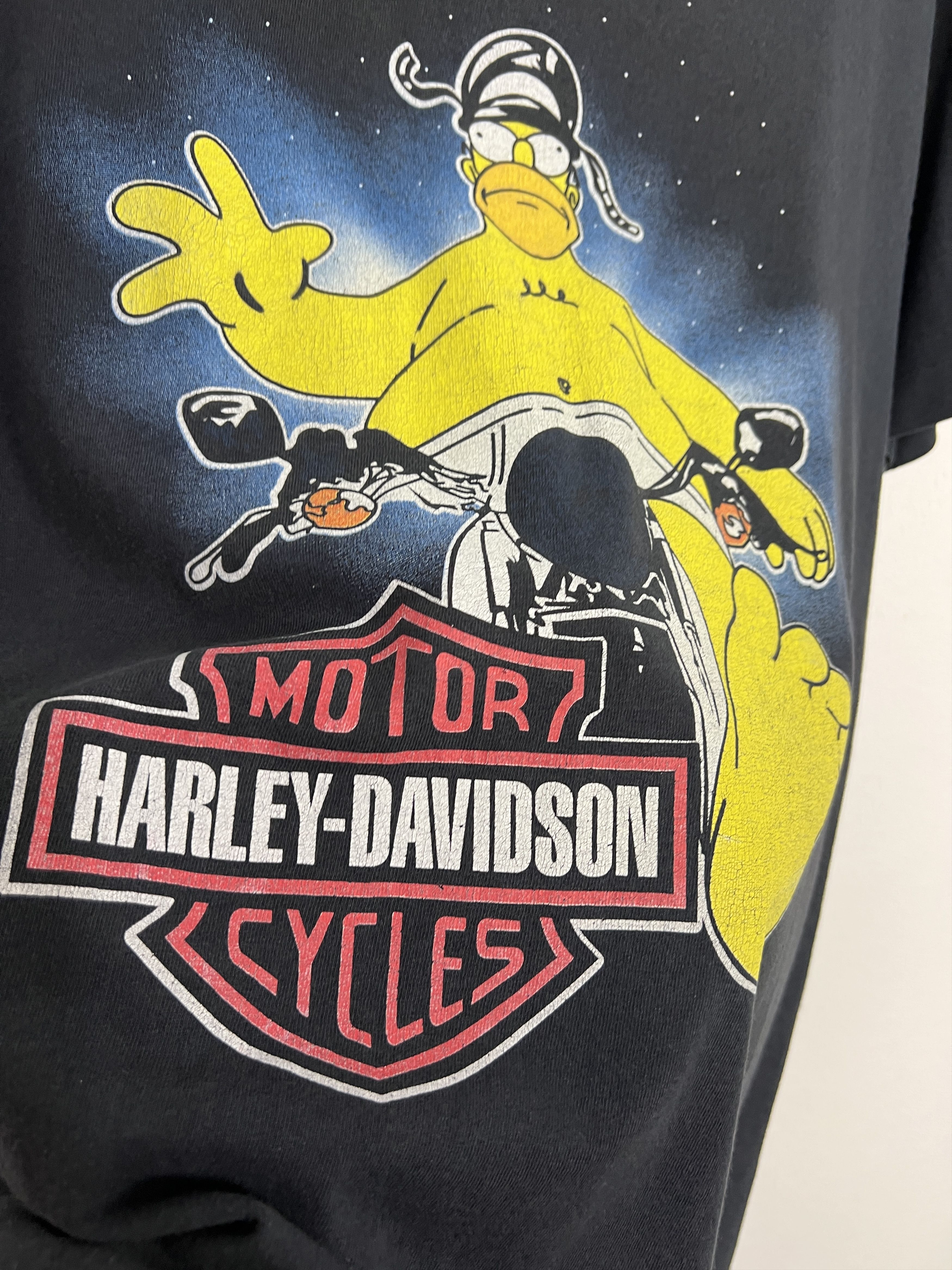 Harley Davidson Vintage 90's Homer Simpsons Over Print Tee Shirt Rare Size US M / EU 48-50 / 2 - 4 Thumbnail
