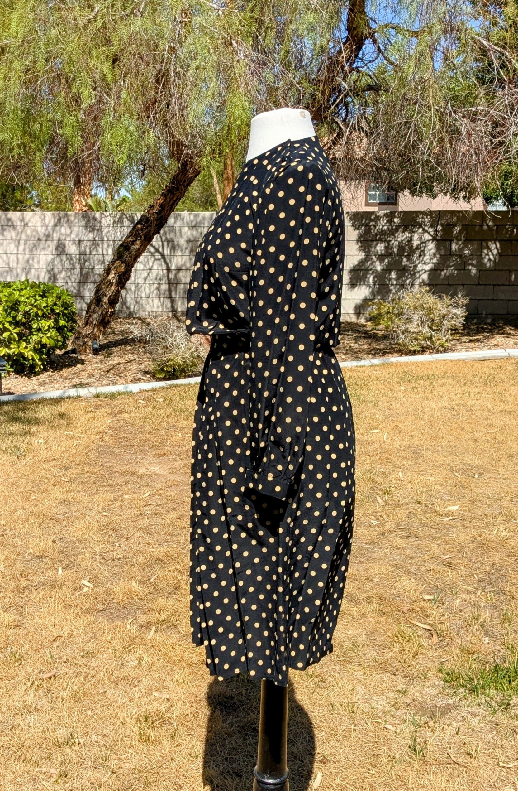 Vintage A-Line 1980Charles Bianco Italian Collection Polka Dot Dress Size M / US 6-8 / IT 42-44 - 2 Thumbnail