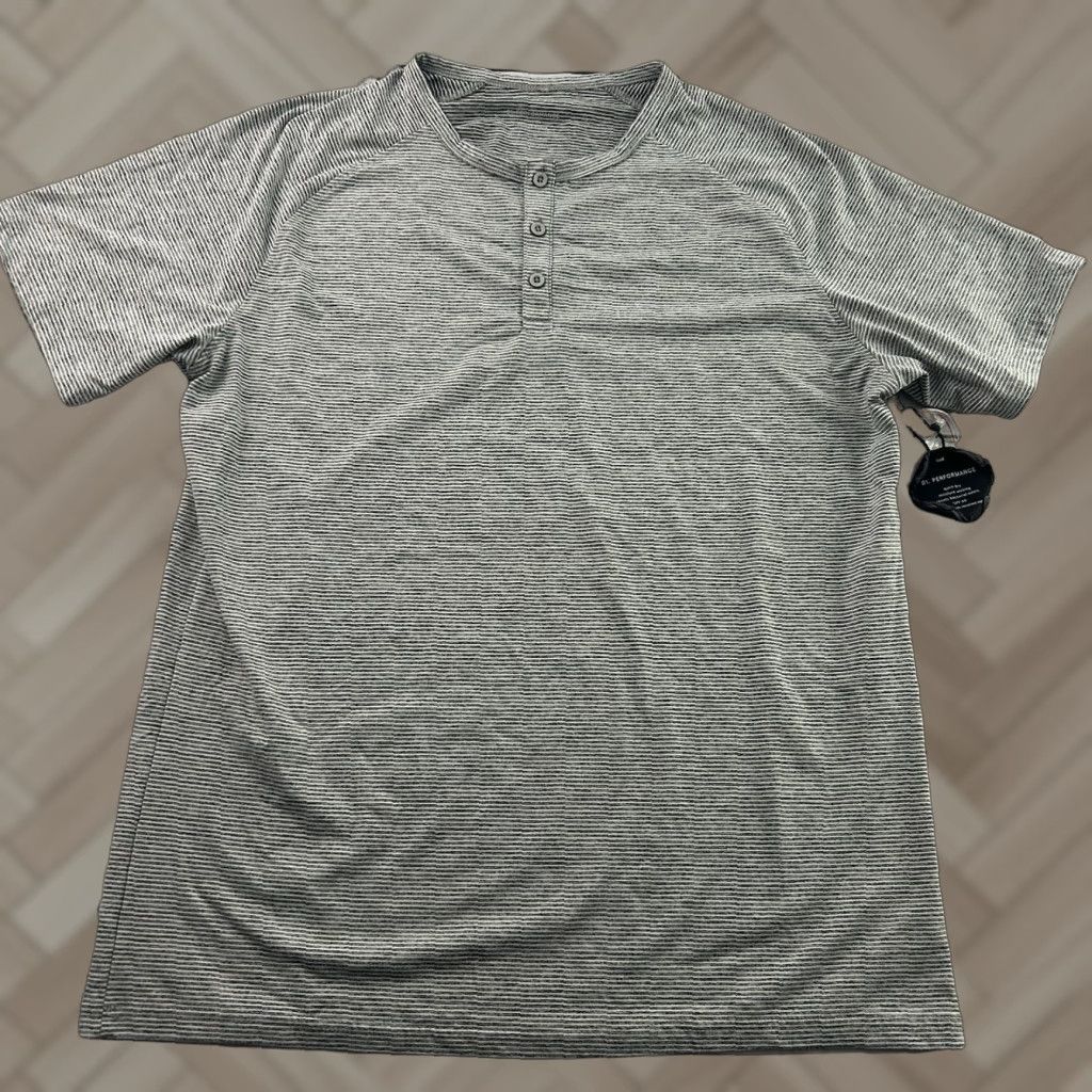 Vintage NEW 01.Algo Performance Short Sleeve Henley T Shirt Men's Large Gray Size US L / EU 52-54 / 3 - 1 Thumbnail