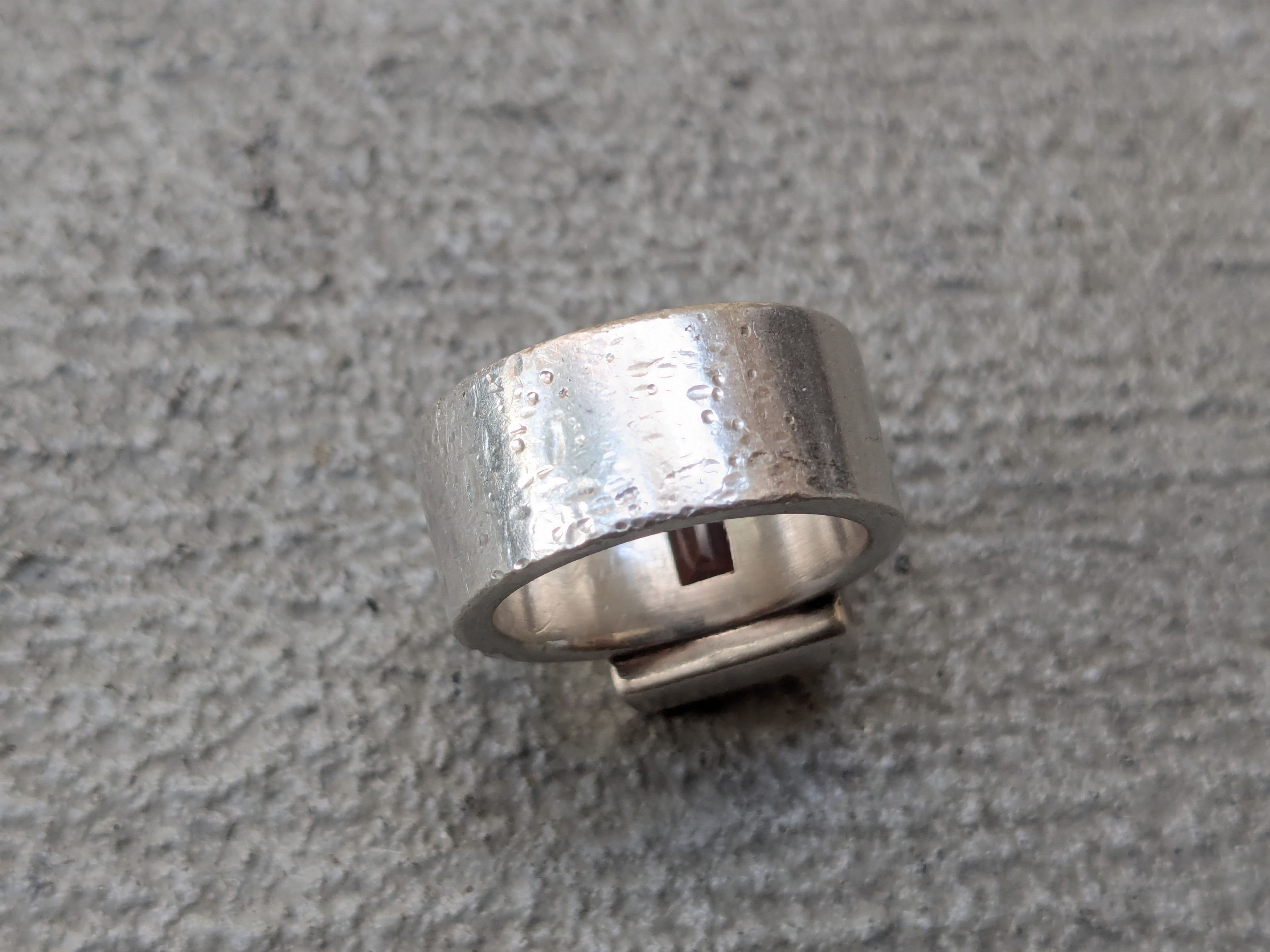 Other Vintage Sterling Silver Ring Orange Stone Modernist Size ONE SIZE - 7 Thumbnail