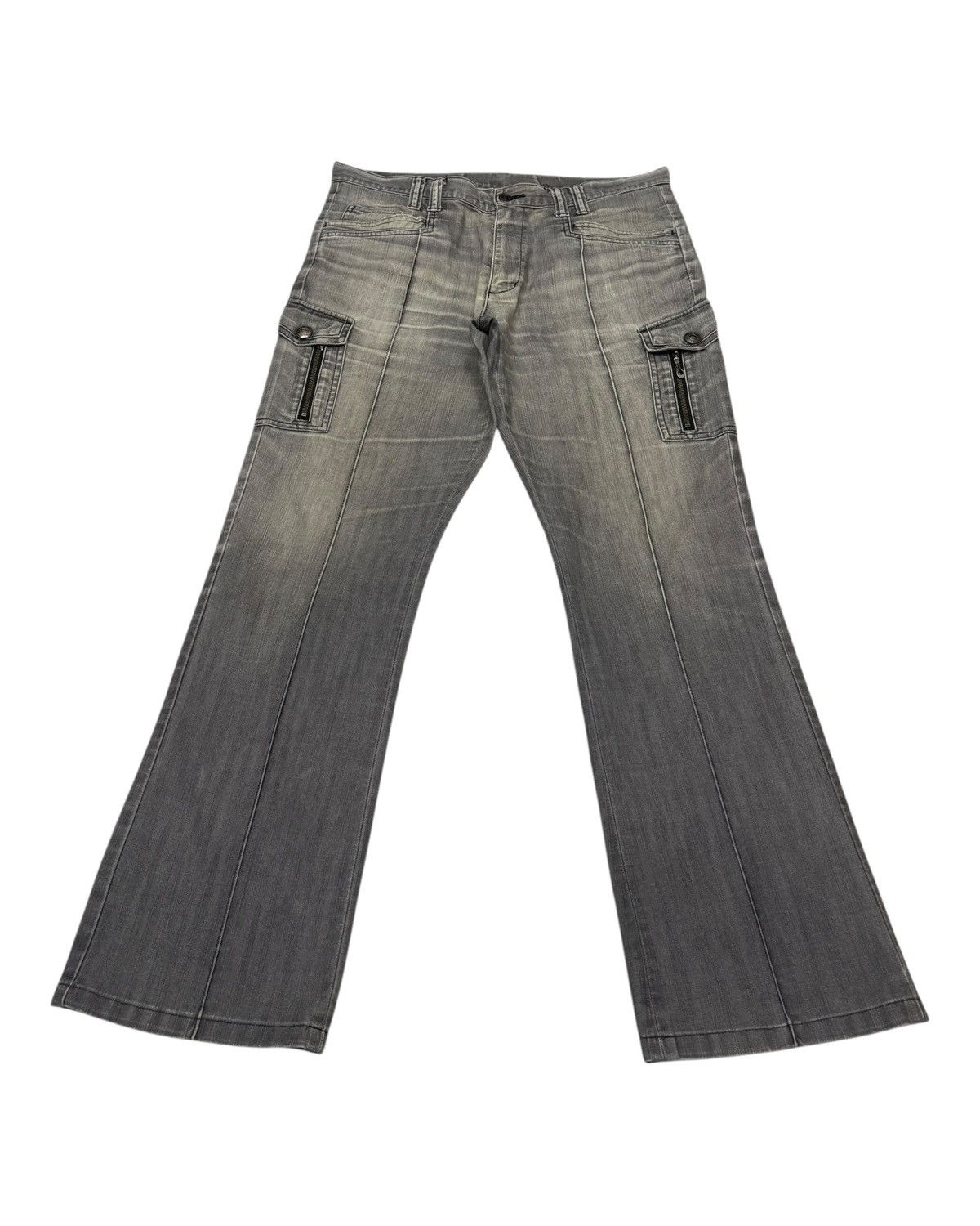 Tete Homme Vintage Japanese Brand Male & Co Faded Gray Flare Cargo Pant Size US 35 - 7 Thumbnail