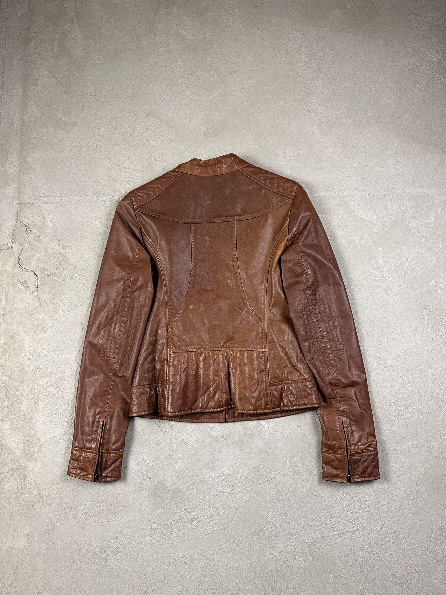 Genuine Leather Vintage Y2k Leather Biker Boxy Jacket 2000s Size L / US 10 / IT 46 - 5 Thumbnail