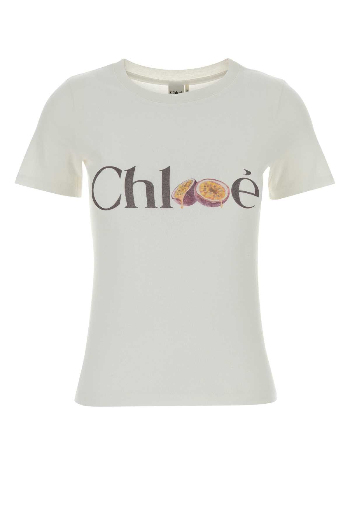 Chloe White Cotton T-Shirt Size XS / US 0-2 / IT 36-38 - 1 Thumbnail
