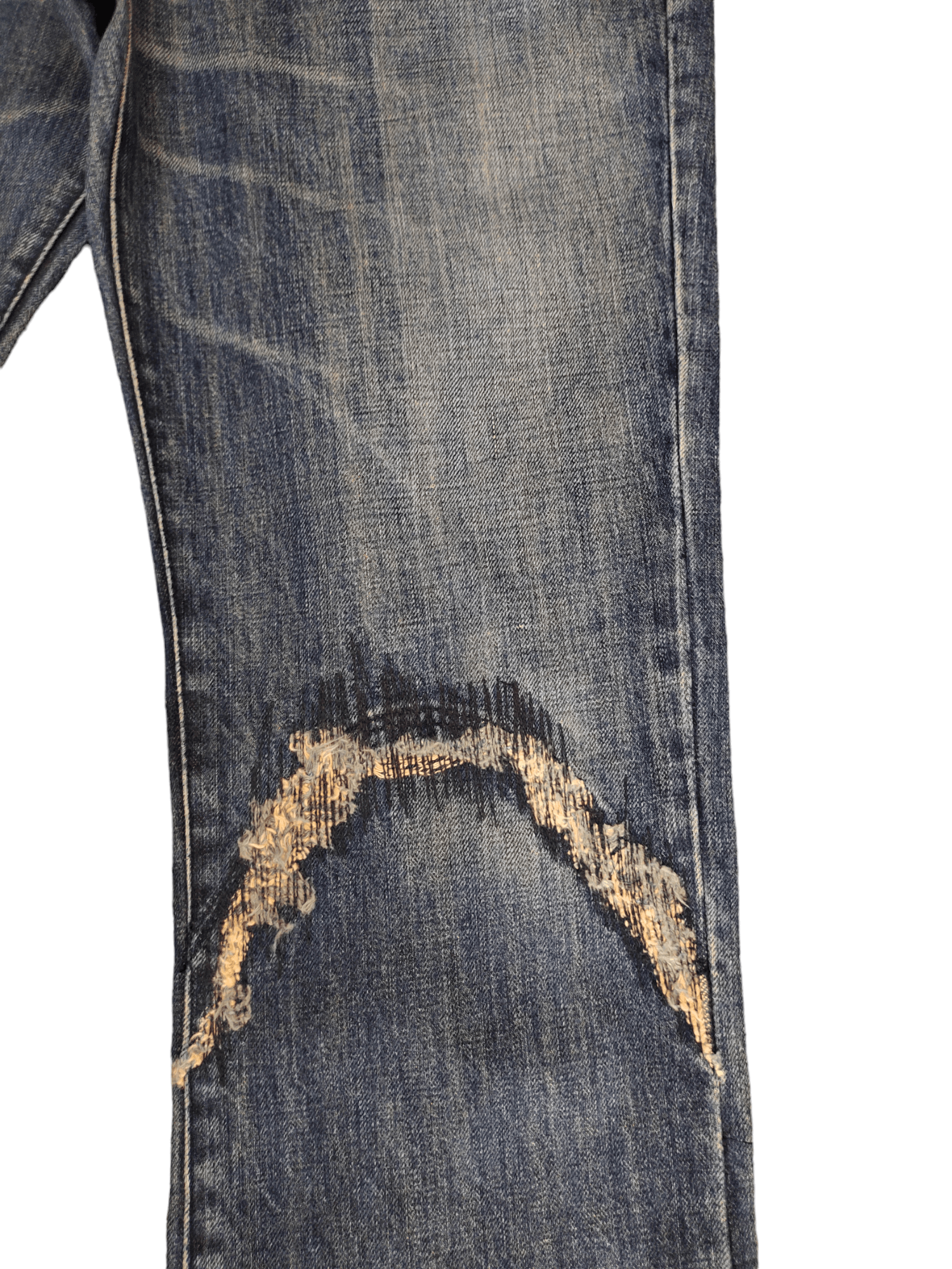 Le Grande Bleu (L.G.B.) Flare Jeans Portrait Japan Sew Distress Denim Bootcut Y2k Size US 33 - 6 Thumbnail