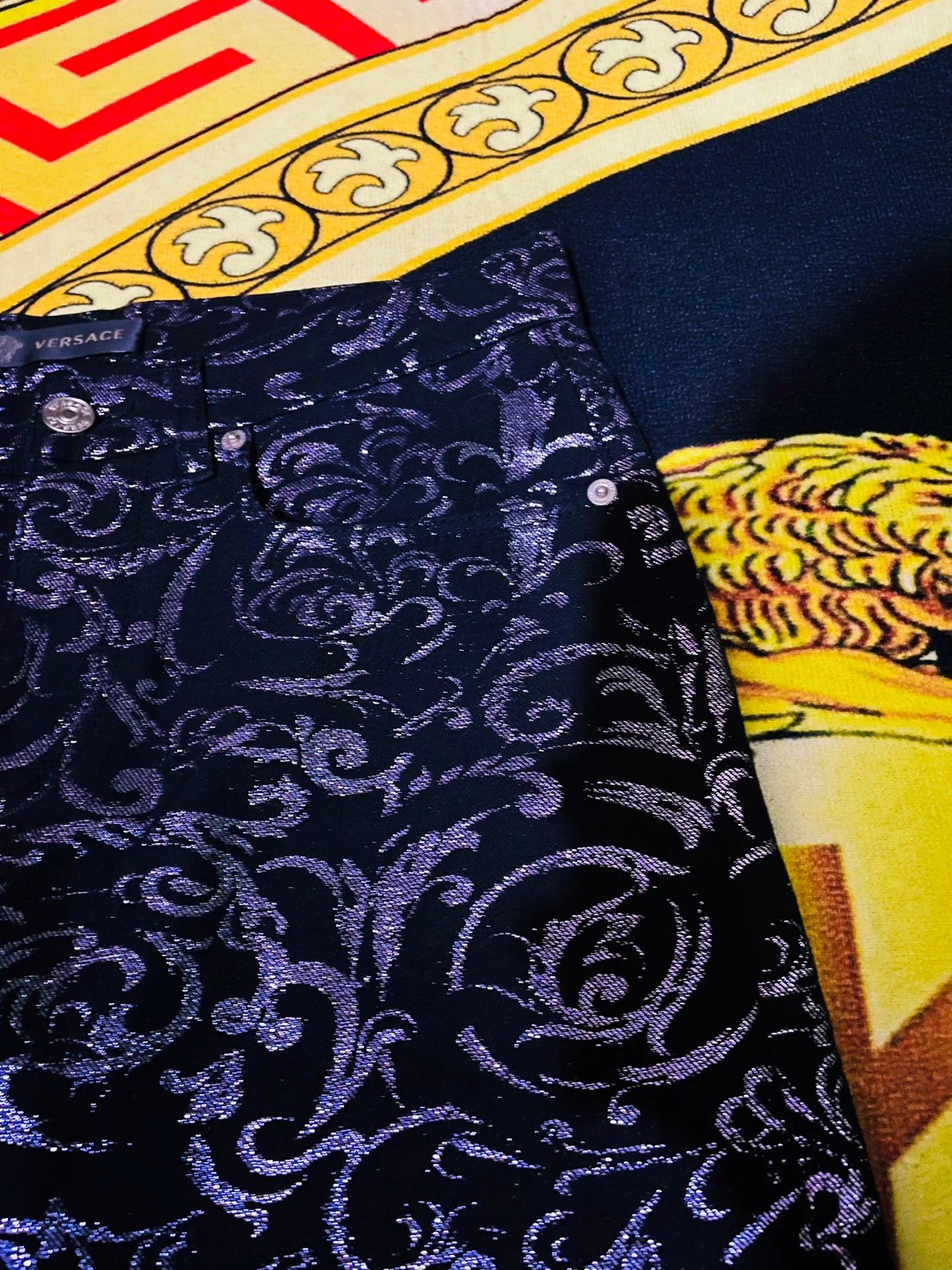 Versace Versace Runway Baroque Print Silk Denim Jeans W31 Size US 31 - 4 Thumbnail
