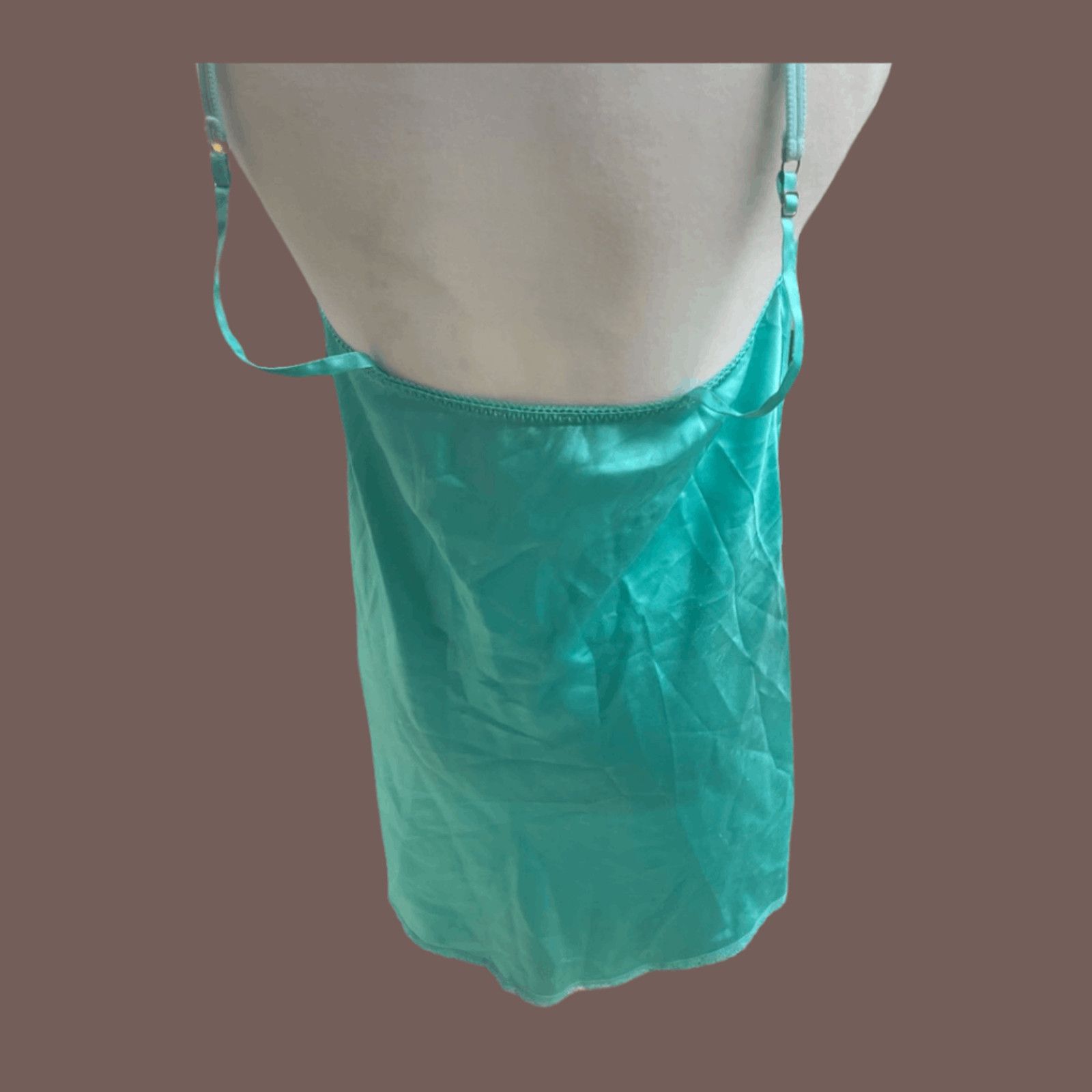 Vintage VTG Slip Dress | Thalia Sodi Green Lace Chemise Y2K Lingerie Size S / US 4 / IT 40 - 3 Thumbnail