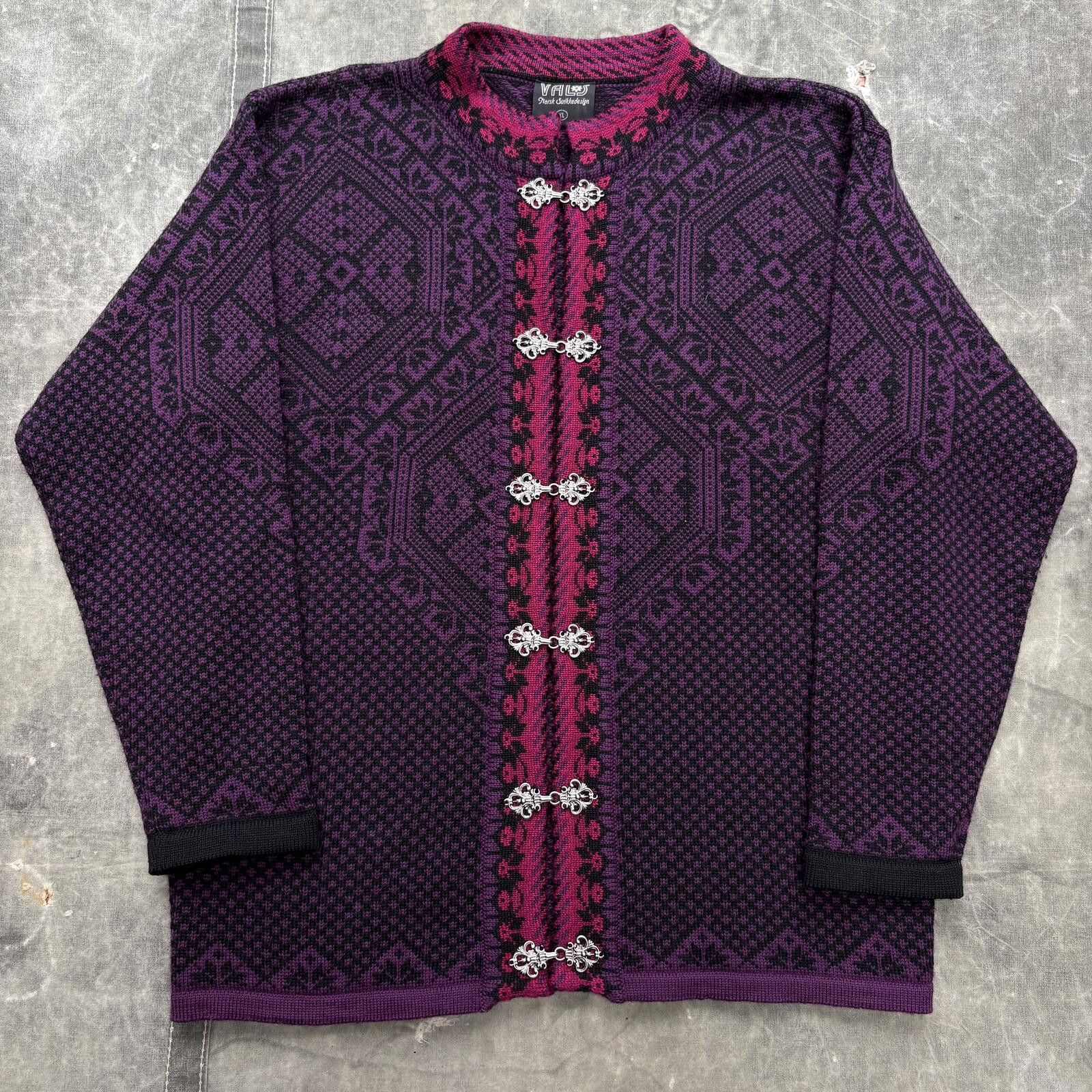 Vintage Vintage 90s Nordic Fair Isle Wool Clasp Sweater Cardigan Size XL / US 12-14 / IT 48-50 - 1 Thumbnail