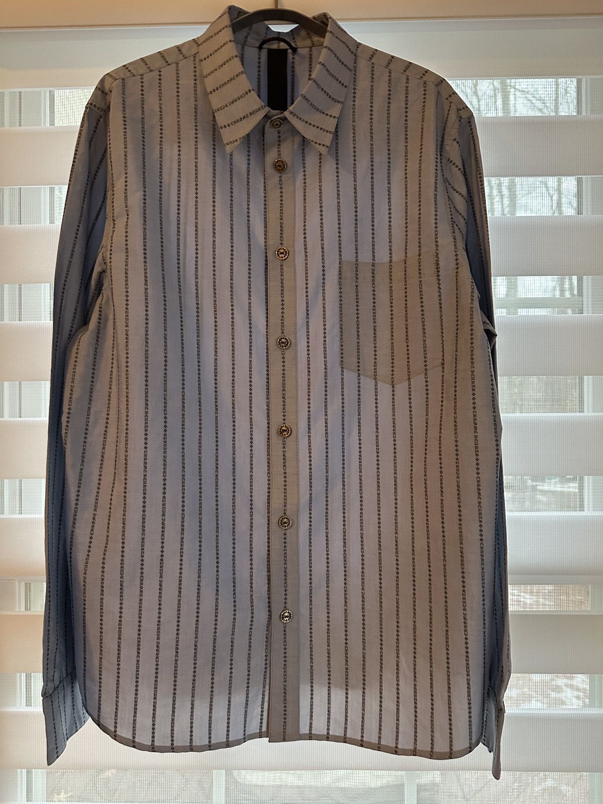 Chrome Hearts Chrome Hearts Pinstripe Botton Shirt Size US XL / EU 56 / 4 - 2 Thumbnail