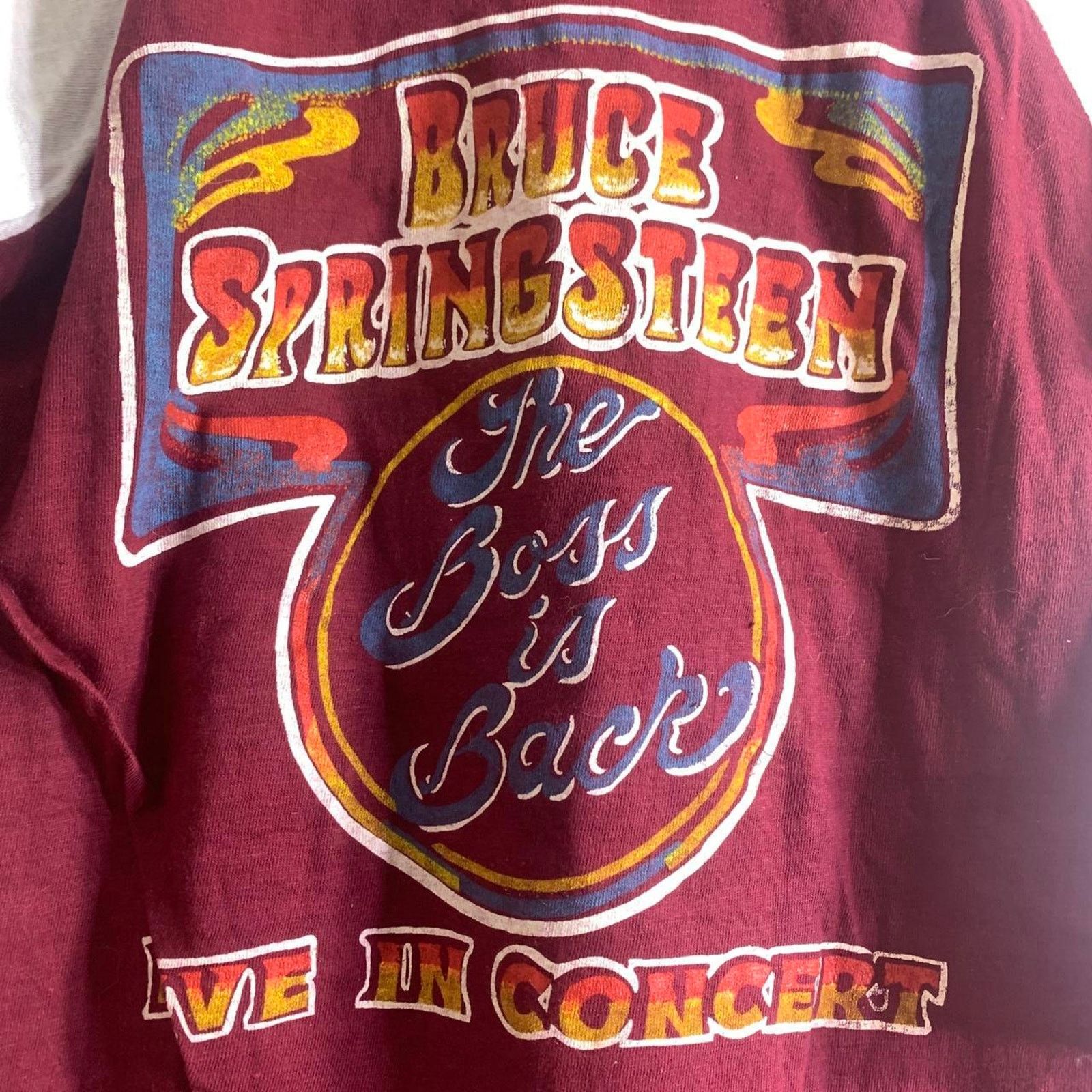 Vintage 80's BRUCE SPRINGSTEEN The Boss Is Back 3/4 sleeve tee shirt Size US L / EU 52-54 / 3 - 7 Thumbnail