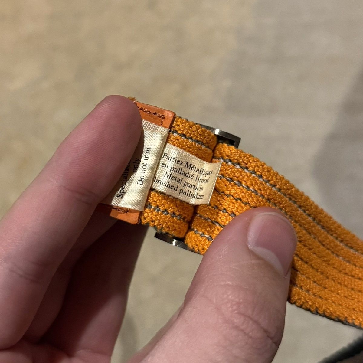 Hermes Hermes H Buckle Canvas Elastic Band Striped Belt Orange Grey Size 30 - 13 Thumbnail