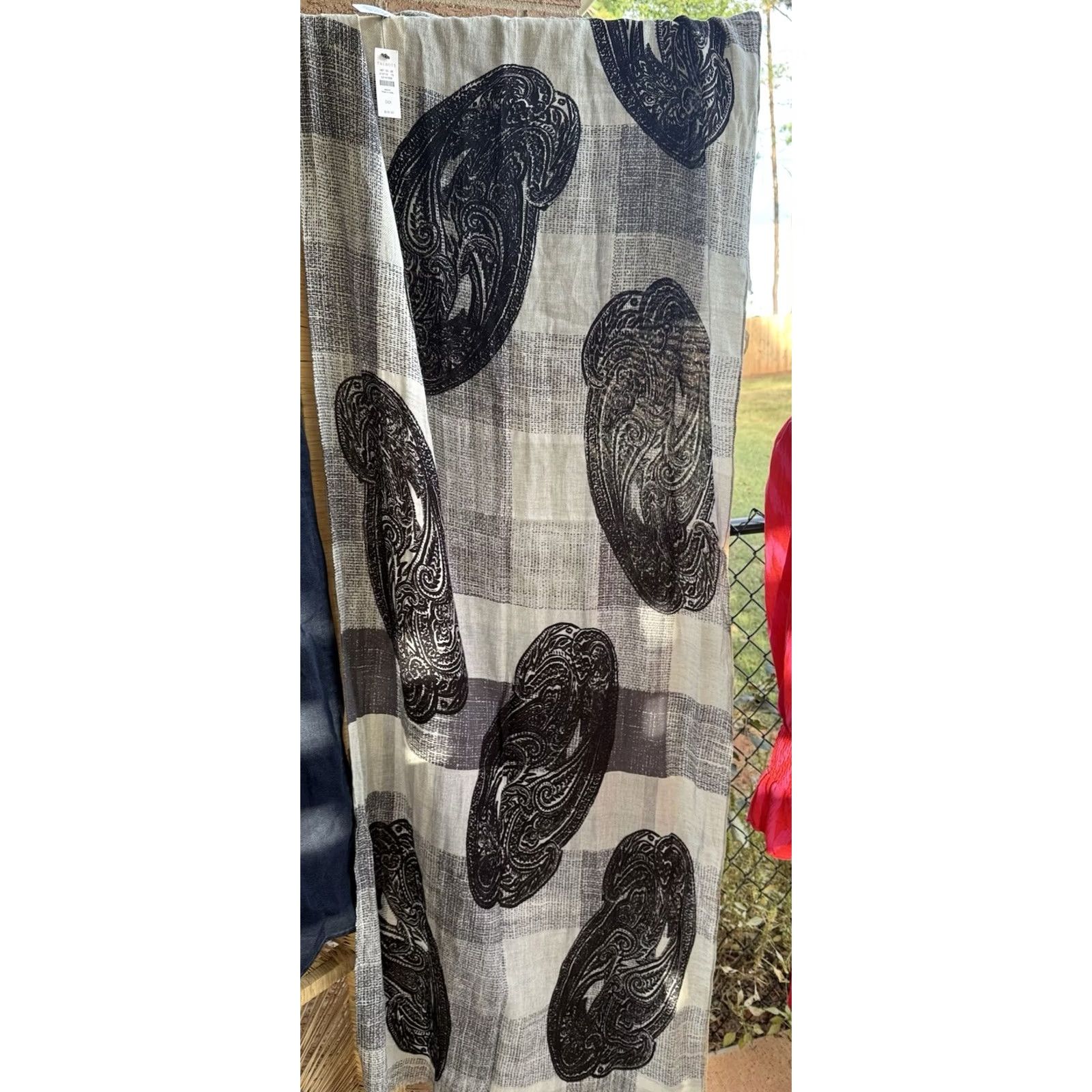 Talbots Talbots Scarf Paisley Block Abstract All-Over Print 100% Cotton Multicolor Bohemian Women Size ONE SIZE - 3 Thumbnail