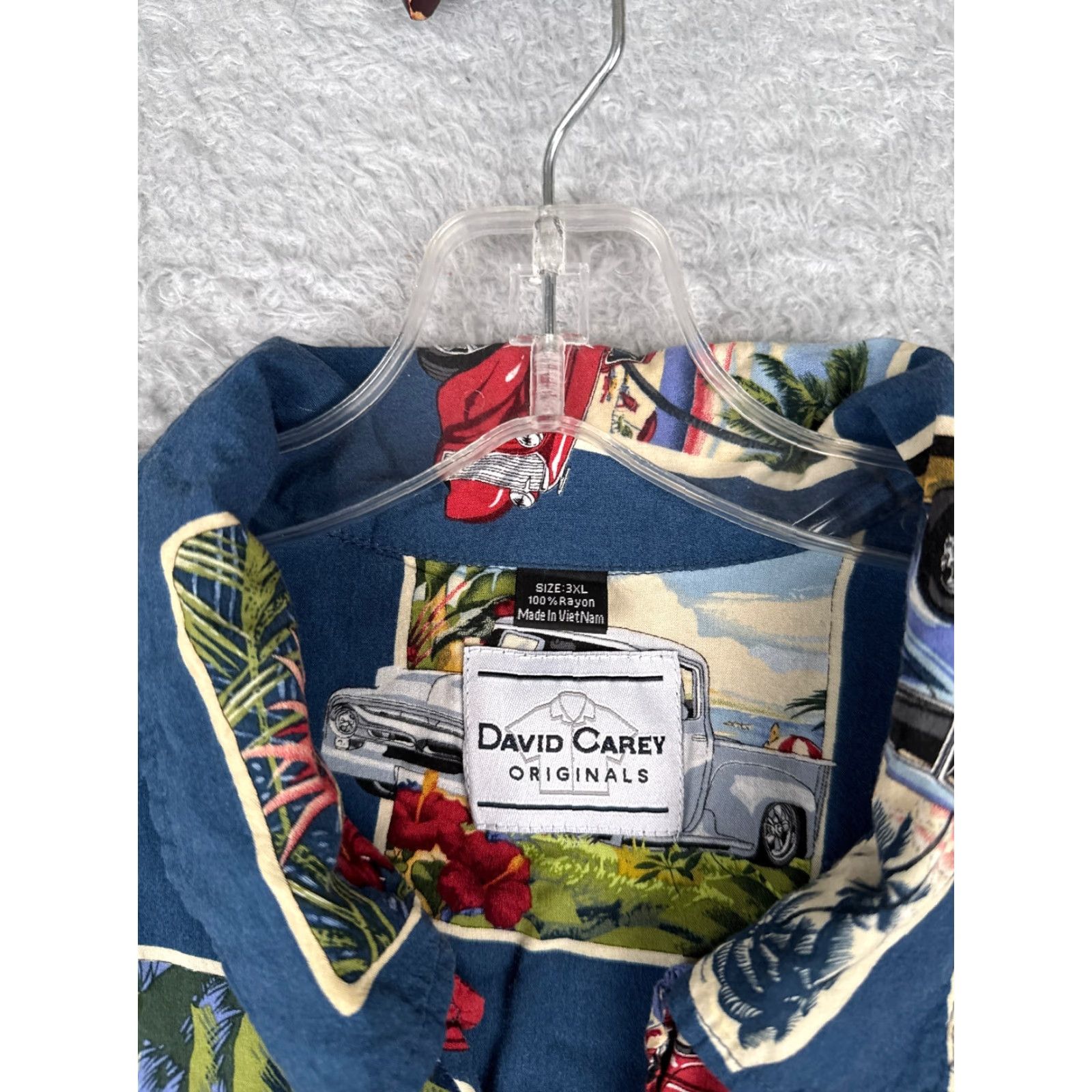 Vintage VINTAGE David Carey Shirt Adult 3XL Blue Cars Hawaiian Nostalgic Car Show Mens 3XL Blue Shirt Size US XXL / EU 58 / 5 - 7 Thumbnail
