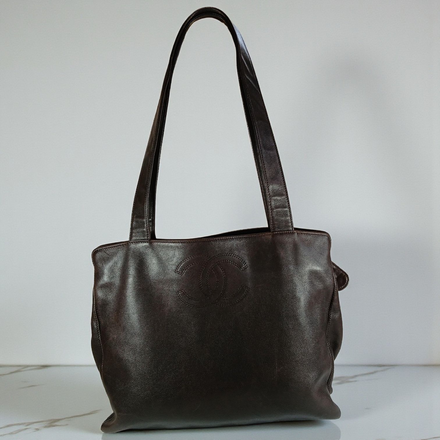 Chanel CHANEL Brown Coco Mark Lambskin Leather Tote Business Bag Size ONE SIZE - 23 Thumbnail