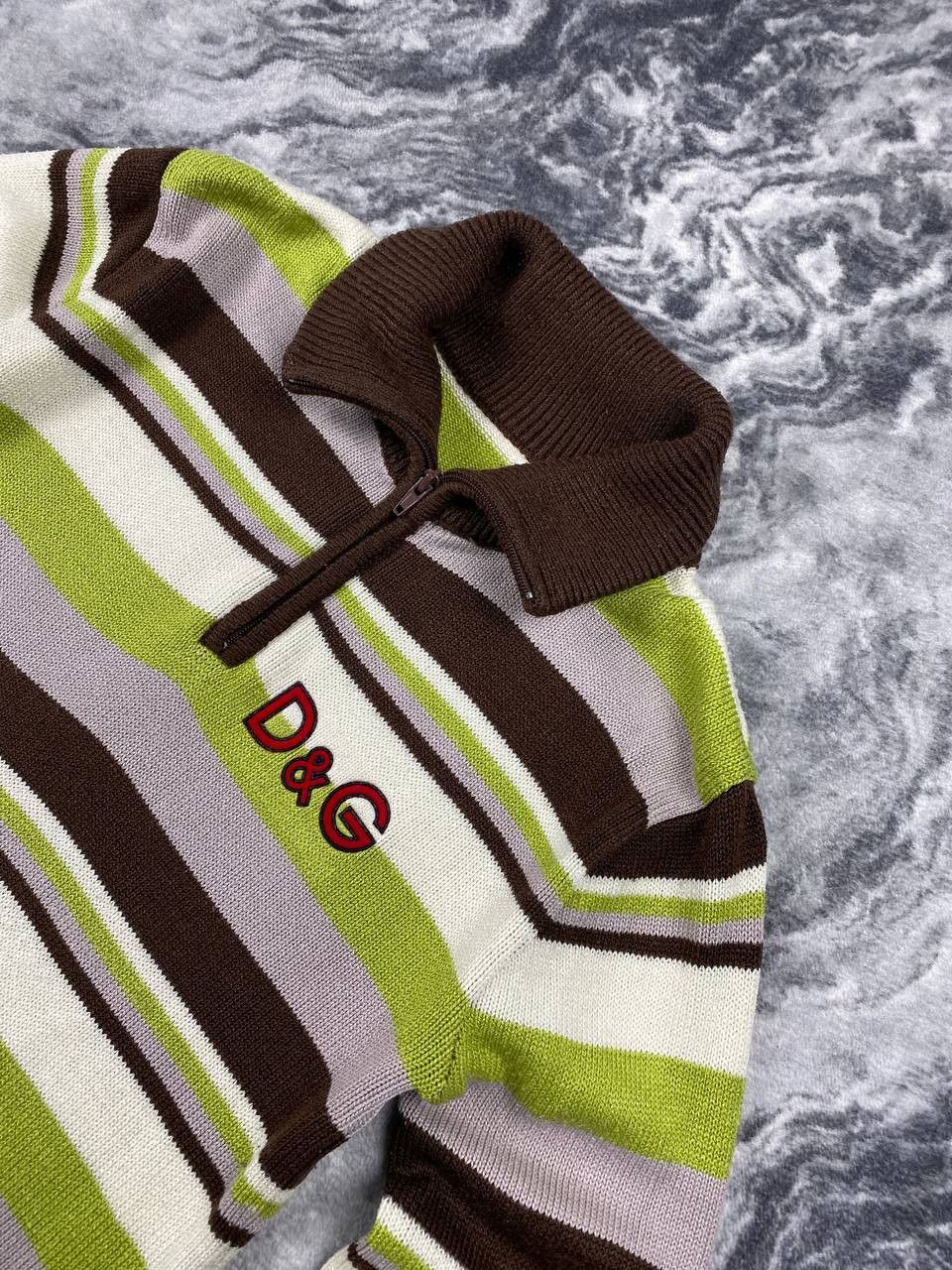 Dolce & Gabbana Vintage Dolce Gabbana Knit Striped Sweater 1/4 Zip 90s Size US M / EU 48-50 / 2 - 3 Thumbnail