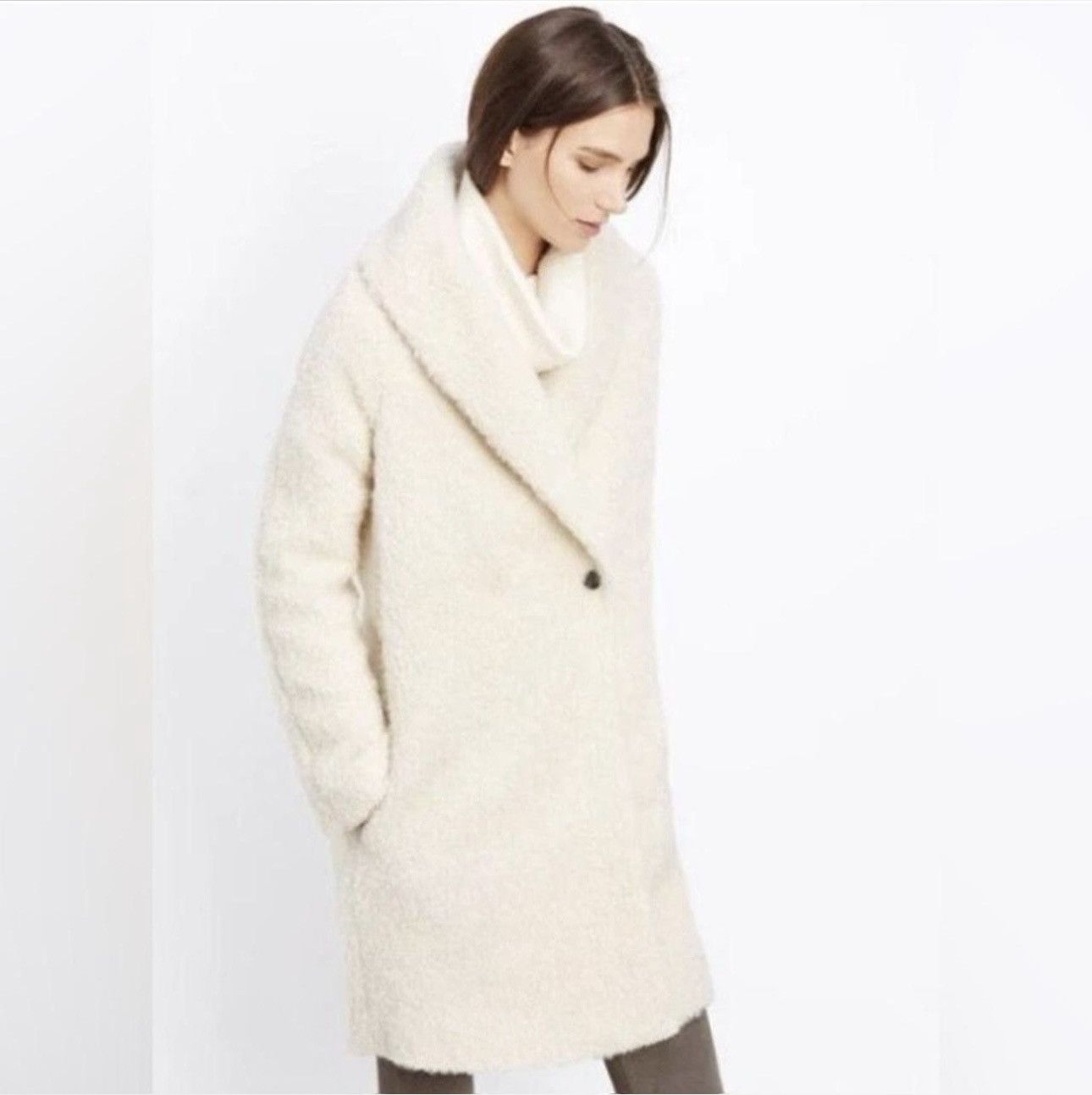 Vince Vince $825 Fuzzy Knit Boucle Car Coat in Winter White Sz M Size M / US 6-8 / IT 42-44 - 2 Thumbnail