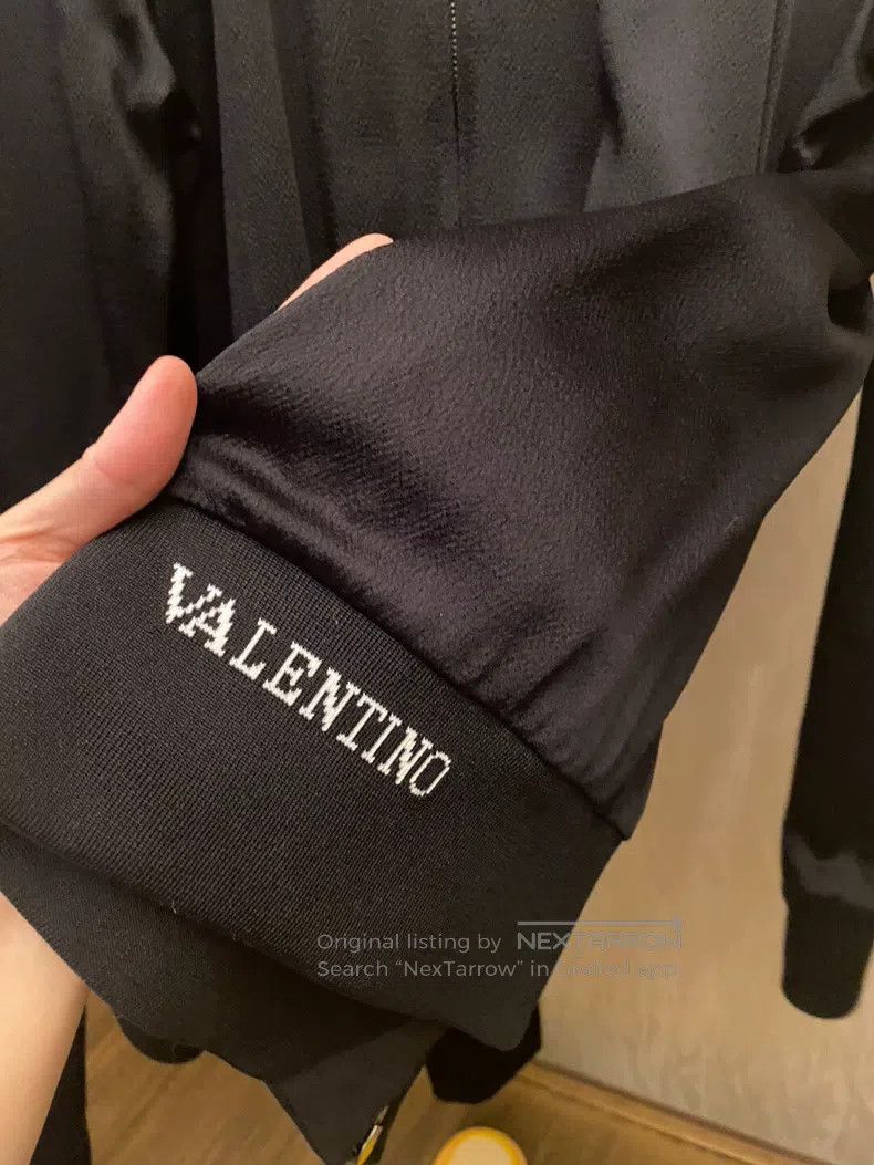 Valentino Valentino Silk pure black vertical strip sports zip jacket Size XL / US 12-14 / IT 48-50 - 5 Thumbnail