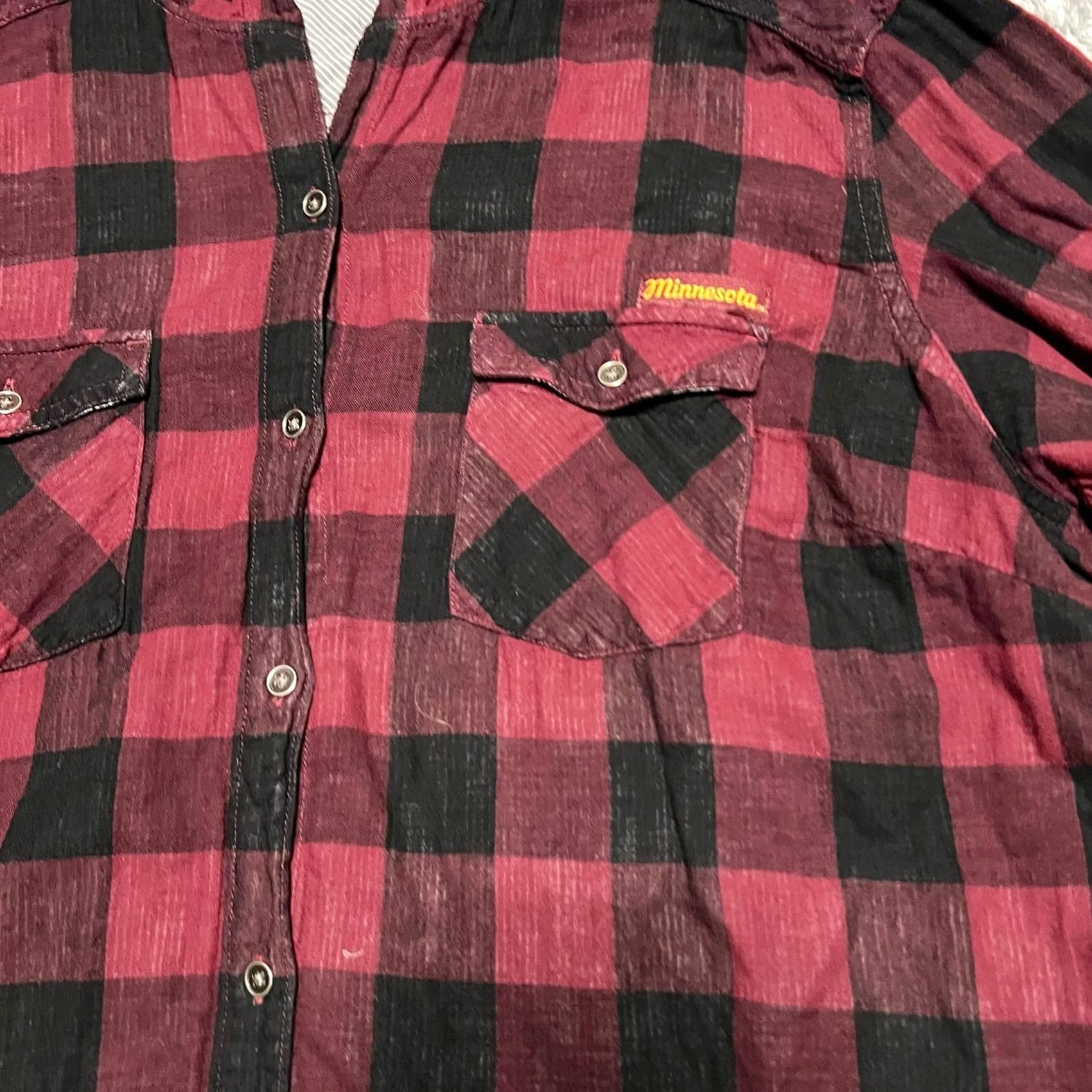 Vintage VINTAGE? Columbia Minnesota Golden Gophers Flannel Womens XXL Hooded Plaid Long Sleeve Shirt Womens XXL Red College Sports Team Football Shirt Size XXL / US 16-18 / IT 52-54 - 2 Thumbnail