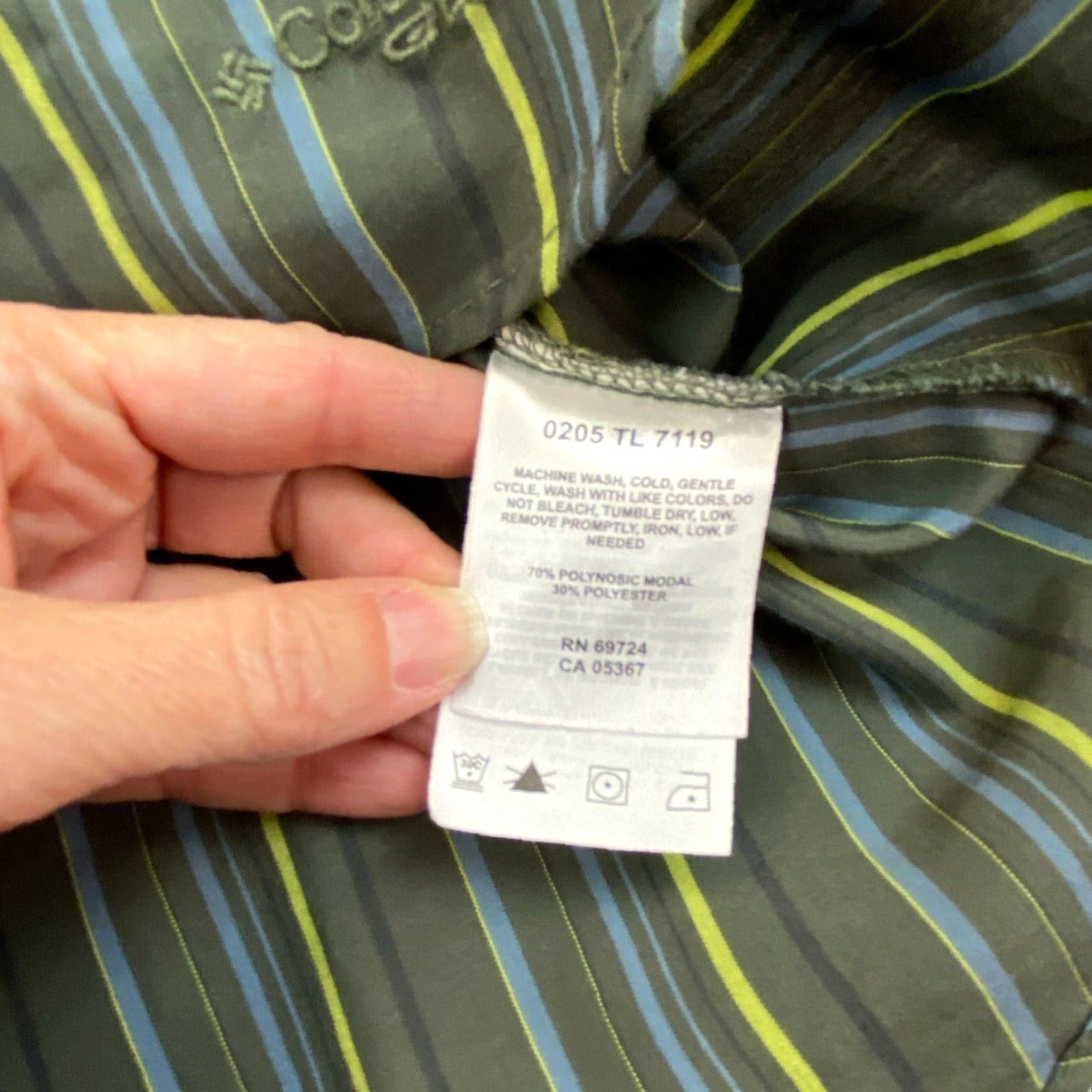 Vintage Columbia GRT Womens Green Striped Button Up Shirt Small Modal Blend Size S / US 4 / IT 40 - 5 Thumbnail