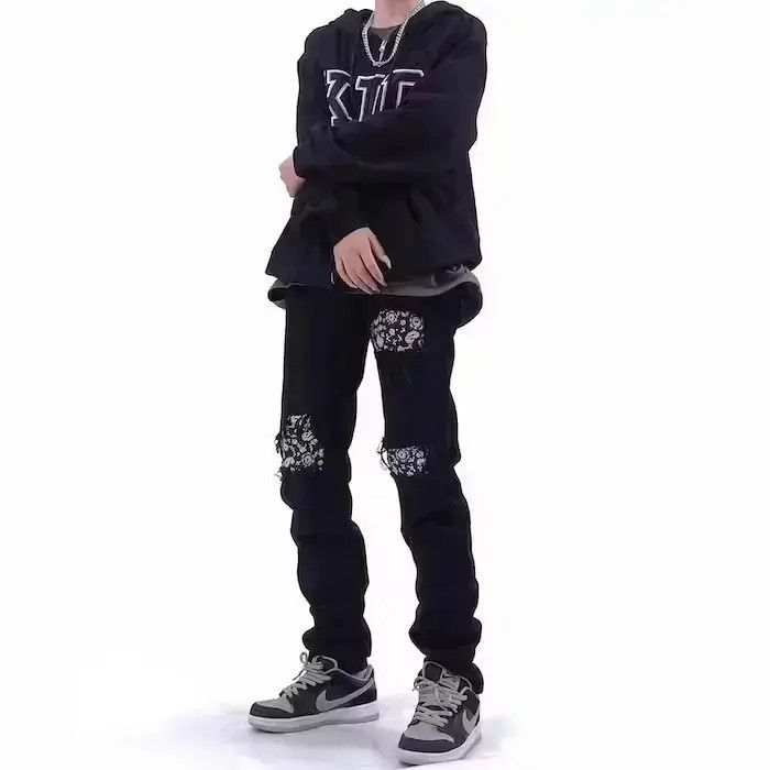 Japanese Brand Mens Skinny Jeans Street, Black Hole Slim Fit Size US 34 / EU 50 - 4 Thumbnail