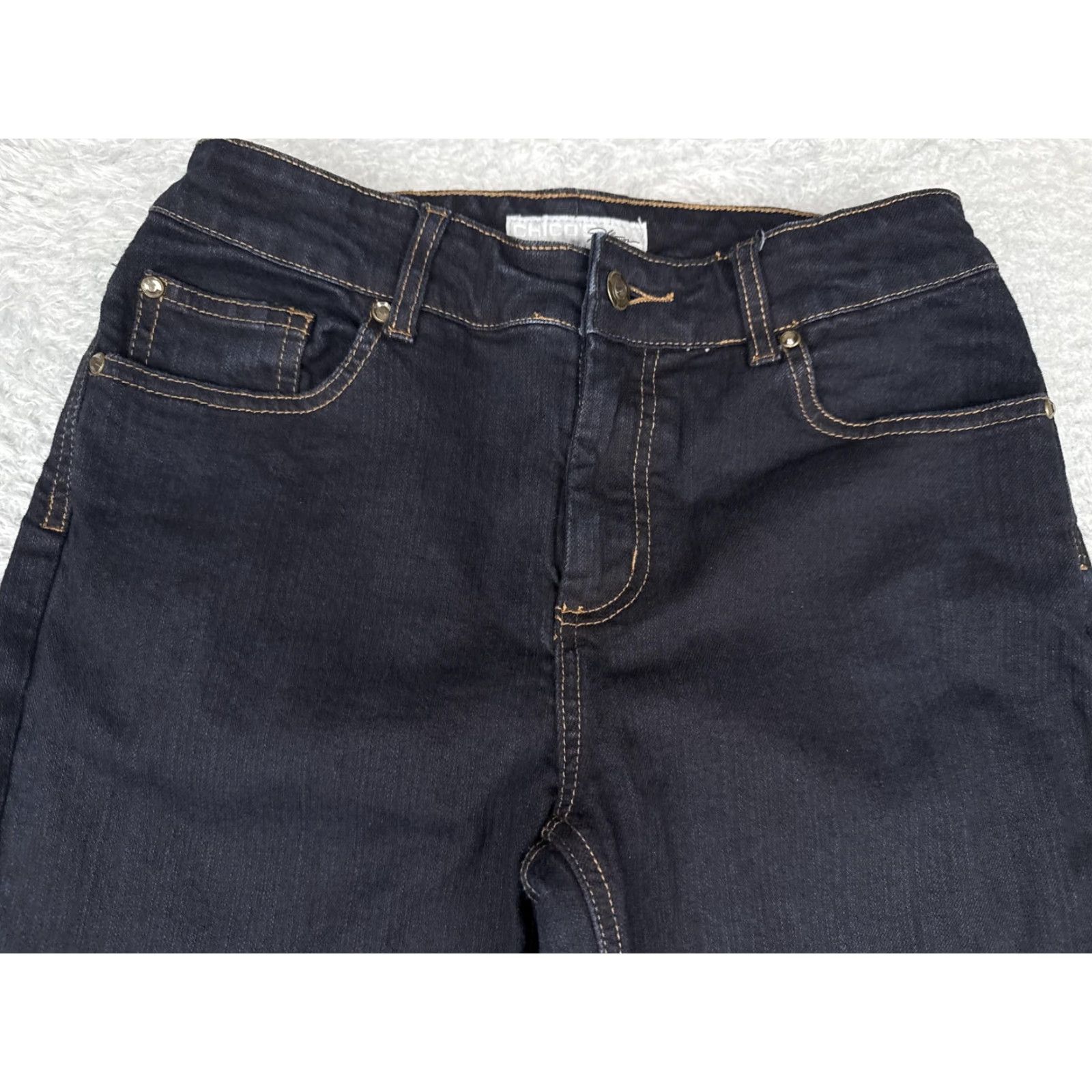 Vintage Chicos Jeans Womens 0 Dark Wash Bootcut Embellished Pockets Denim Size 25" / US 0 / IT 36 - 4 Thumbnail