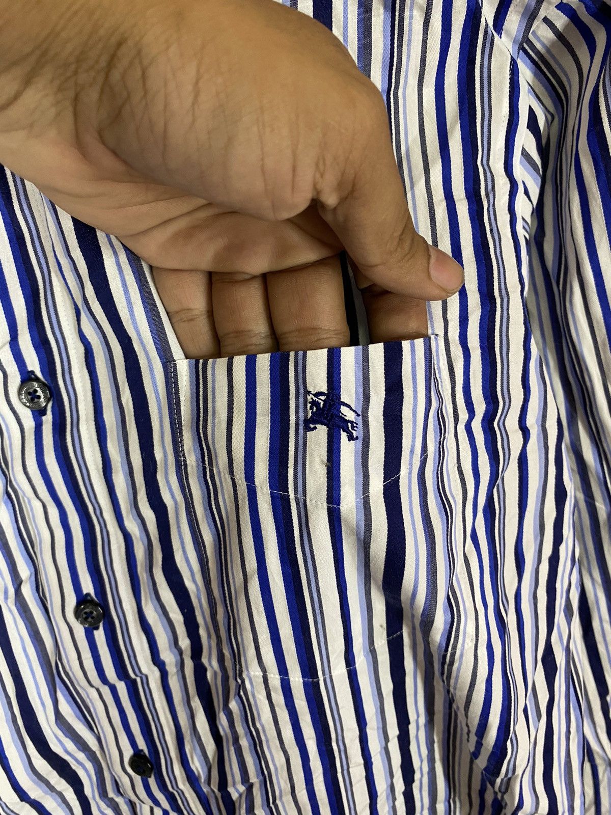 Burberry × Vintage Burberry black label striped shirt button ups Size US M / EU 48-50 / 2 - 5 Thumbnail