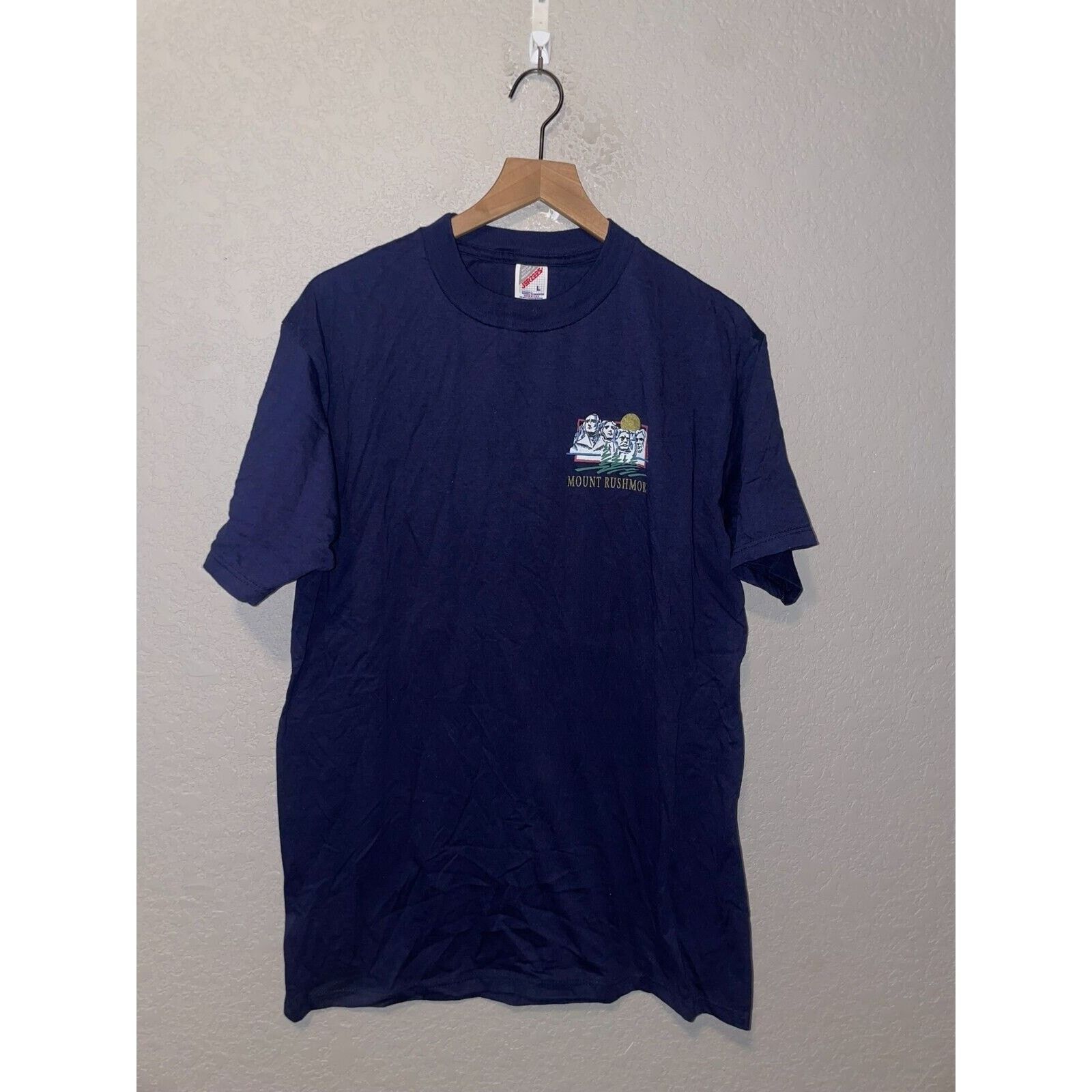 Jerzees Vintage Mount Rushmore Shirt Blue Graphic Tee 1990s VTG 90s Size US L / EU 52-54 / 3 - 1 Thumbnail