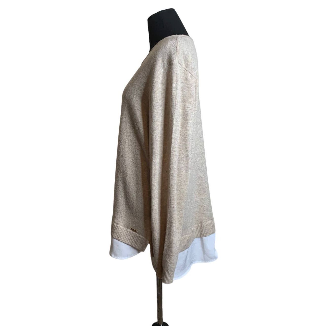 Calvin Klein Calvin Klein beige long sleeves layered sweater size Large Size L / US 10 / IT 46 - 8 Thumbnail