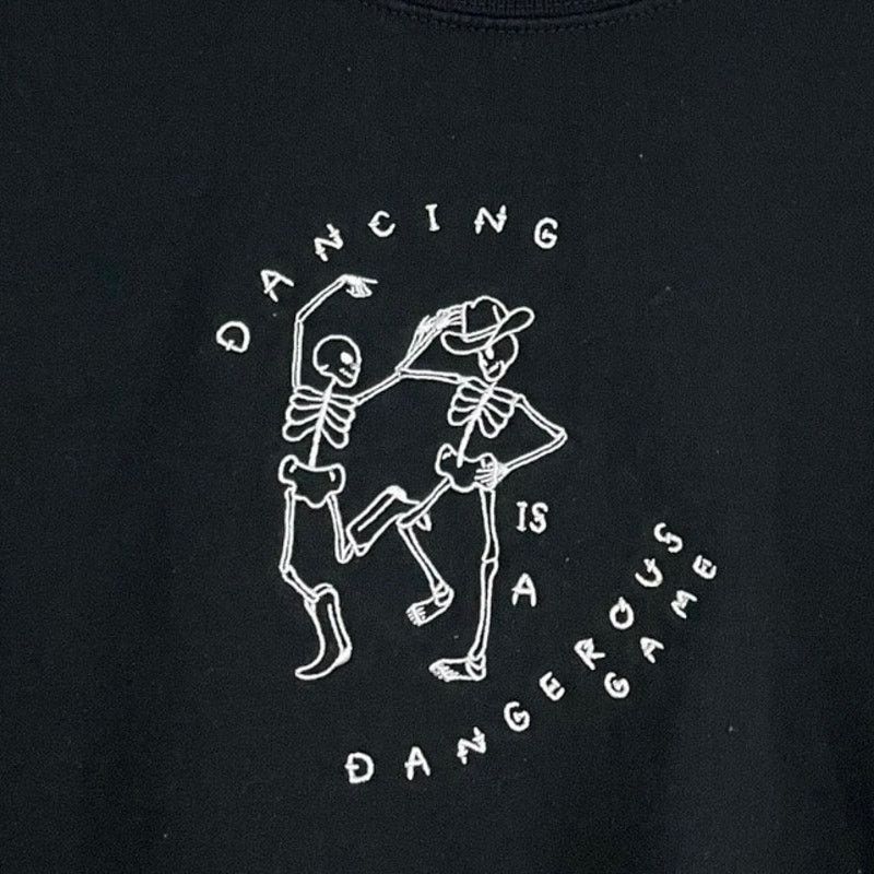 Gildan Dancing is a Dangerous Game Skeleton Black Sweatshirt Size M / US 6-8 / IT 42-44 - 2 Thumbnail