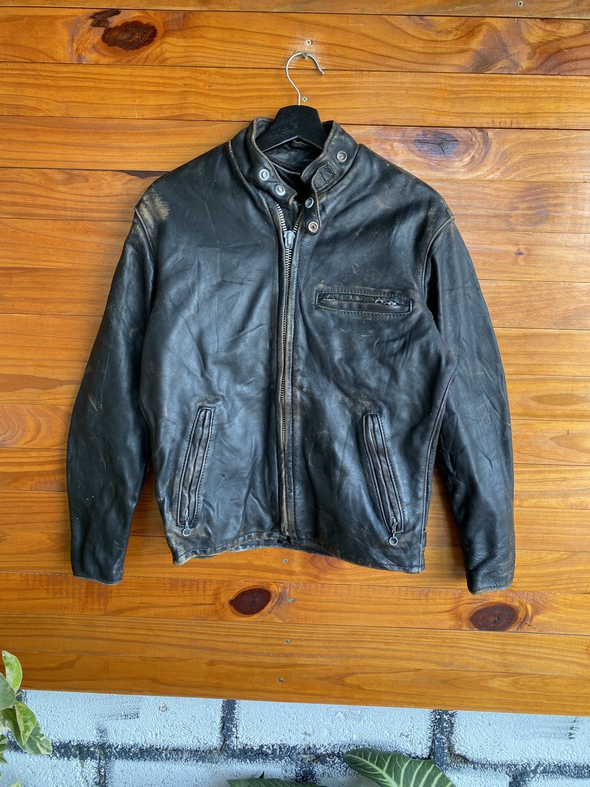 Vintage Vintage Café Racer Motorcycle Leather Jacket Distressed Size US M / EU 48-50 / 2 - 3 Thumbnail