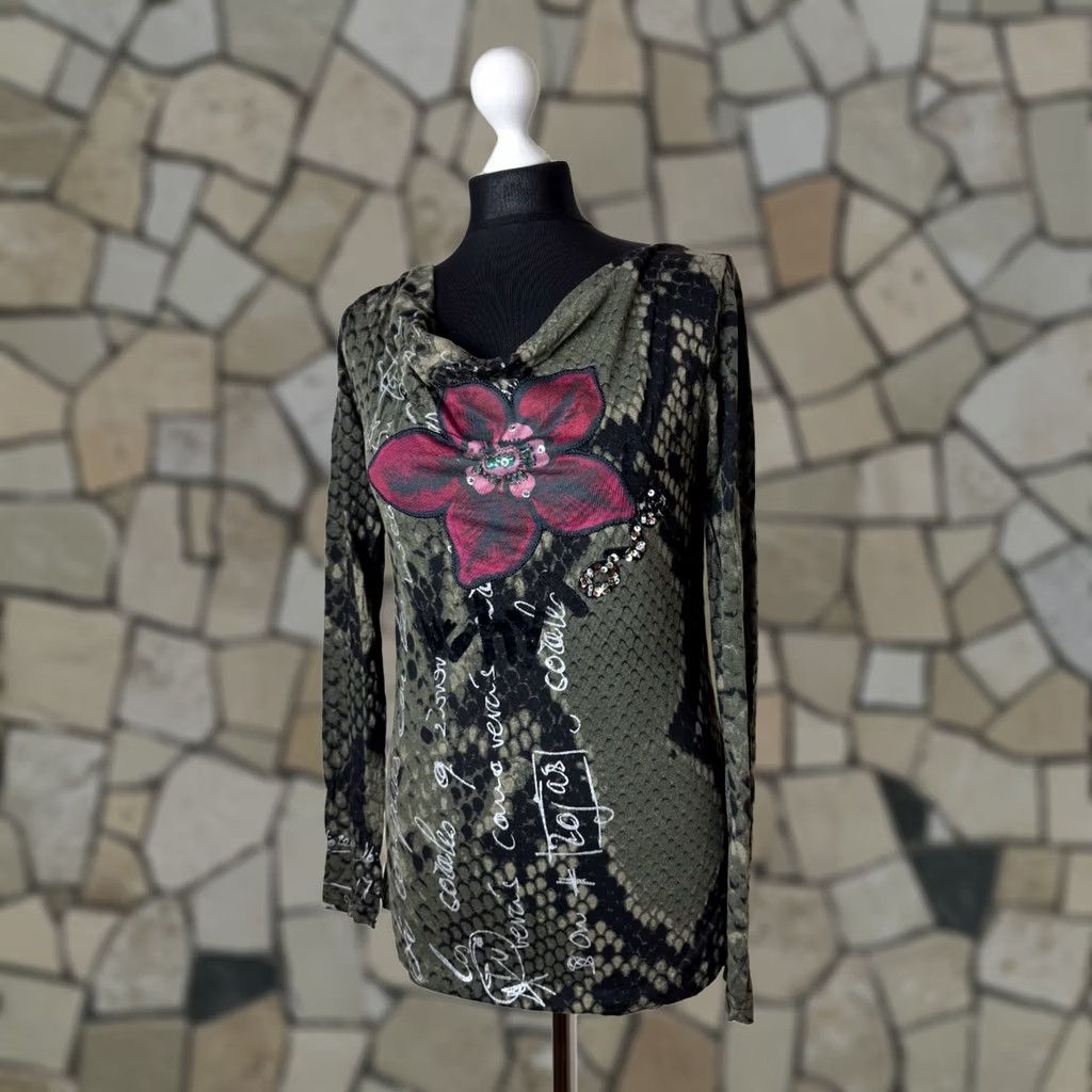 Desigual Desigual Womens Long Sleeve Shirt M Brown Cotton T-Shirt Size M / US 6-8 / IT 42-44 - 1 Thumbnail
