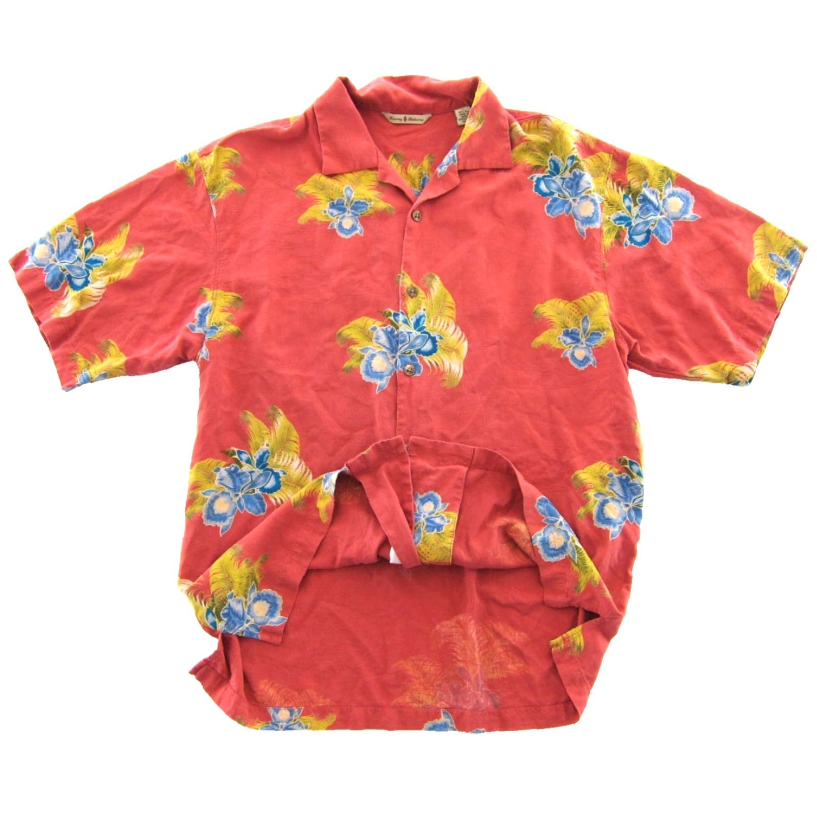 Tommy Bahama Tommy Bahama 100% Silk Pink Blue Yellow Short Sleeve Hawaiian Shirt Men Medium Size US M / EU 48-50 / 2 - 5 Thumbnail