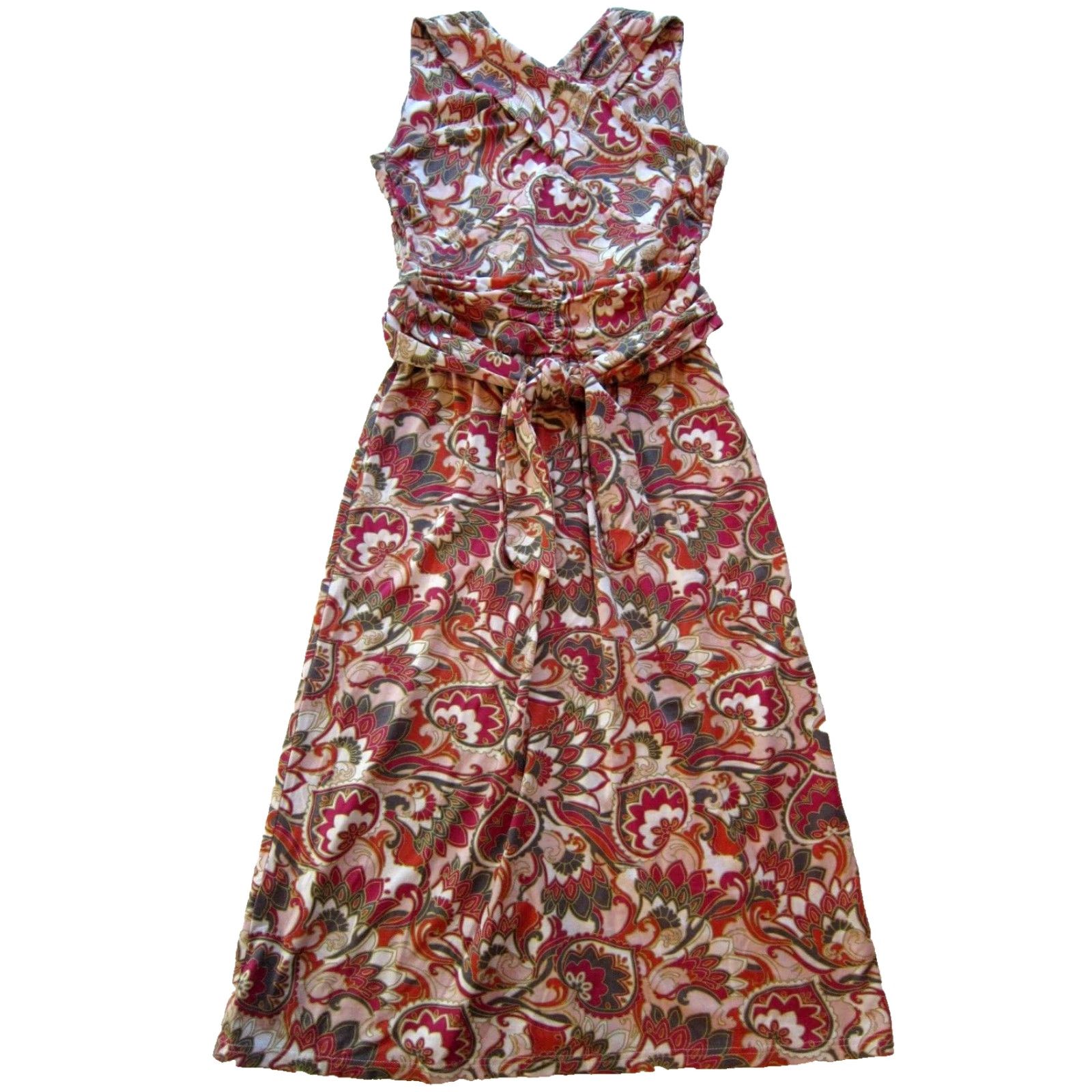 Vintage Aventura Pink Grey Orange Floral Midi Sheath Tank Dress S Size S / US 4 / IT 40 - 2 Thumbnail