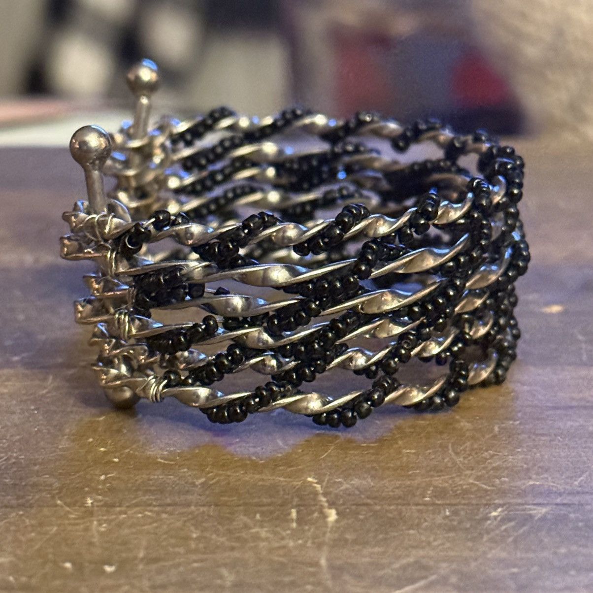 Other Silver tone and black stacked twisted cuff bangle bracelet Size ONE SIZE - 3 Thumbnail