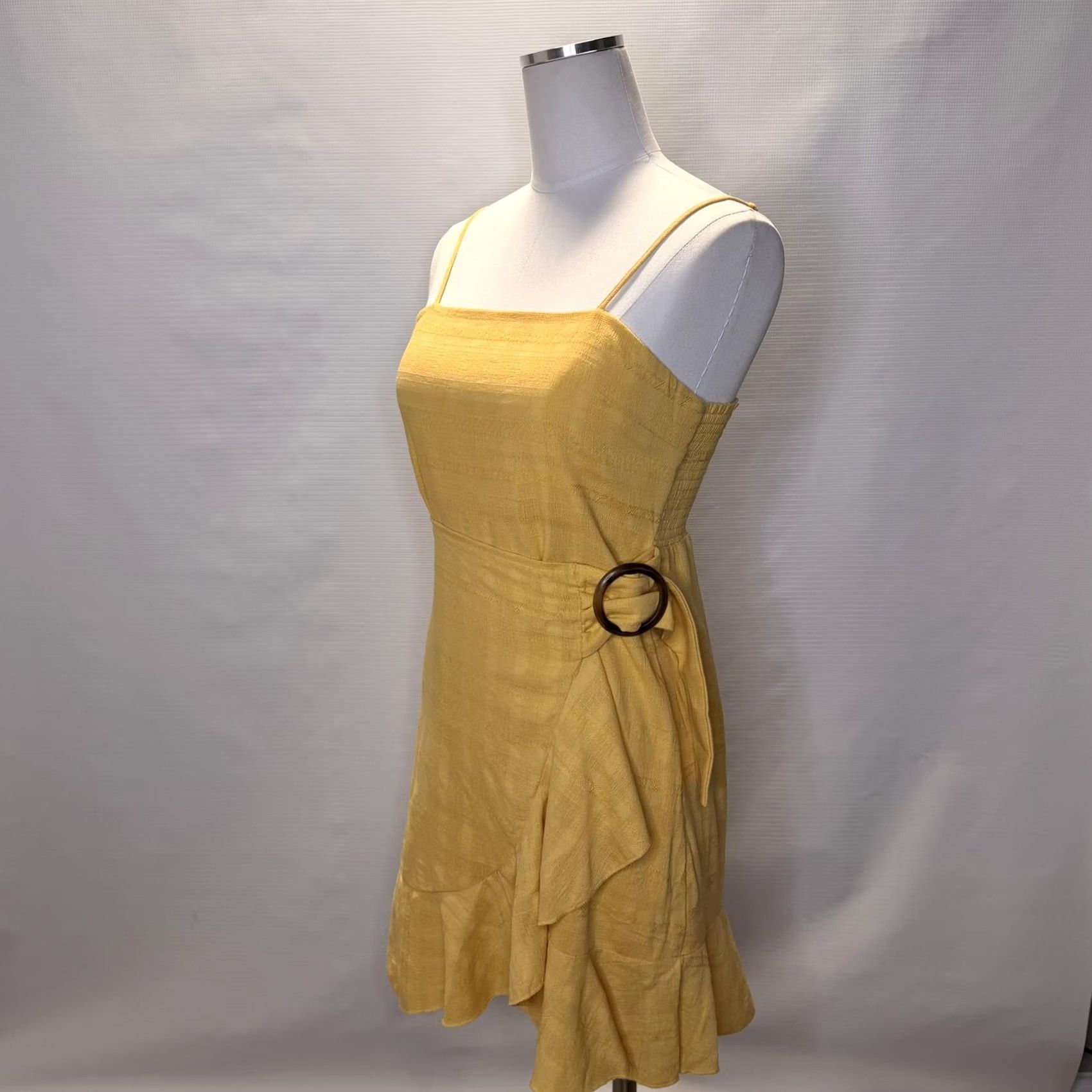 American Eagle Outfitters VINTAGE American Eagle Outfitters Dress Womens S Yellow Wrap Sundress Ruffle Smocked Size S / US 4 / IT 40 - 4 Thumbnail