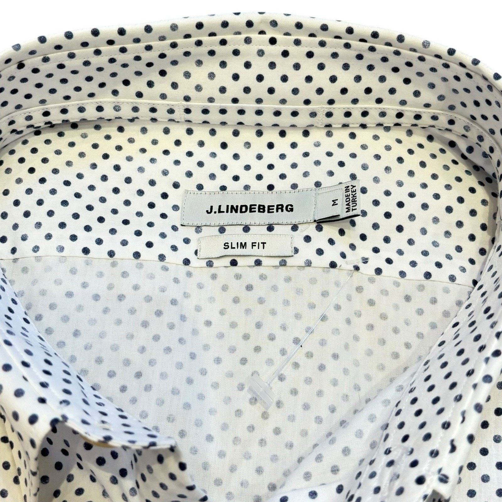 J.Lindeberg J.Lindeberg Slim Fit Men's Medium White Blue Micro Polka Dot Size US M / EU 48-50 / 2 - 2 Thumbnail