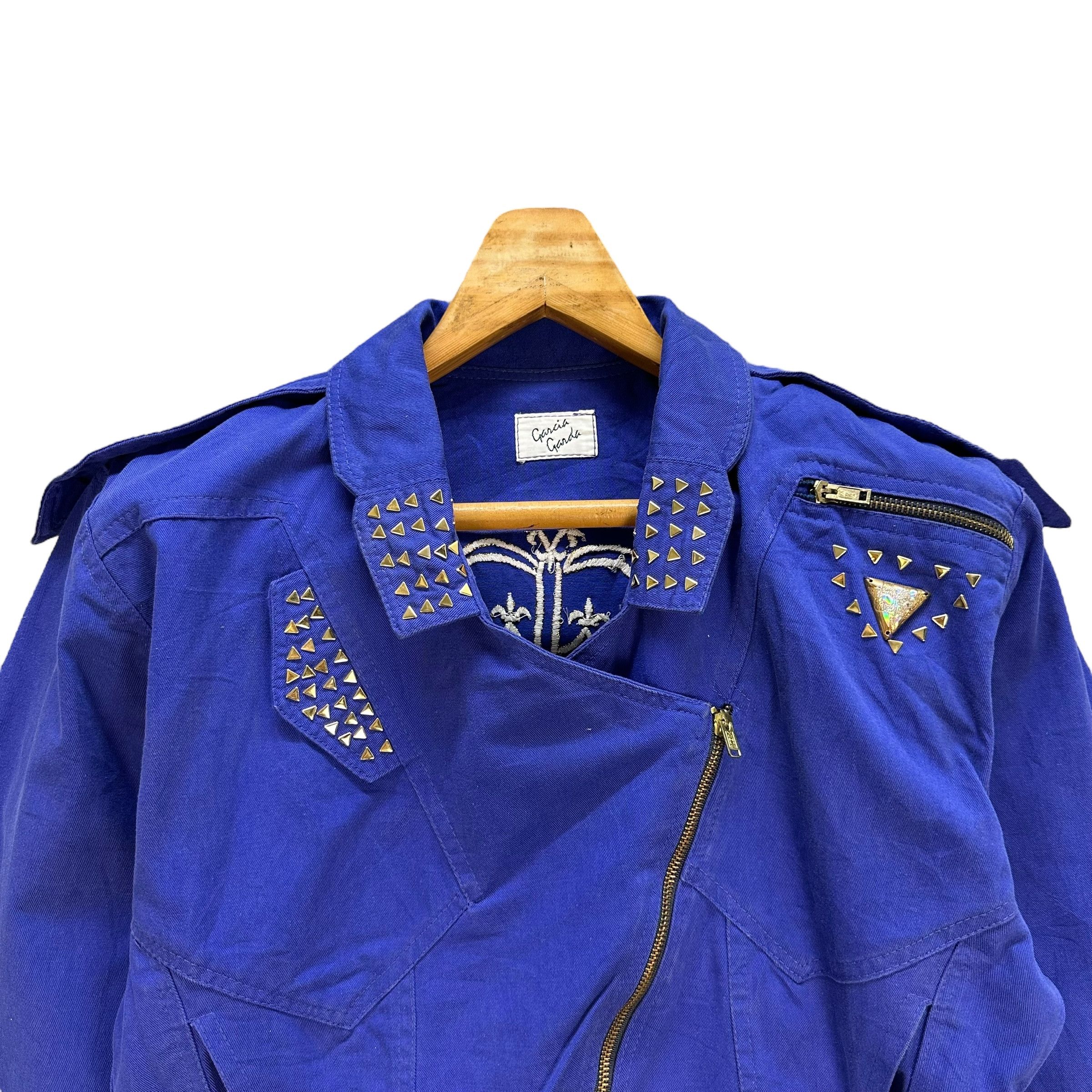 If Six Was Nine GARCIA GARDA Big Logo Studded Blue Crop Jacket #A51-1197 Size S / US 4 / IT 40 - 4 Thumbnail