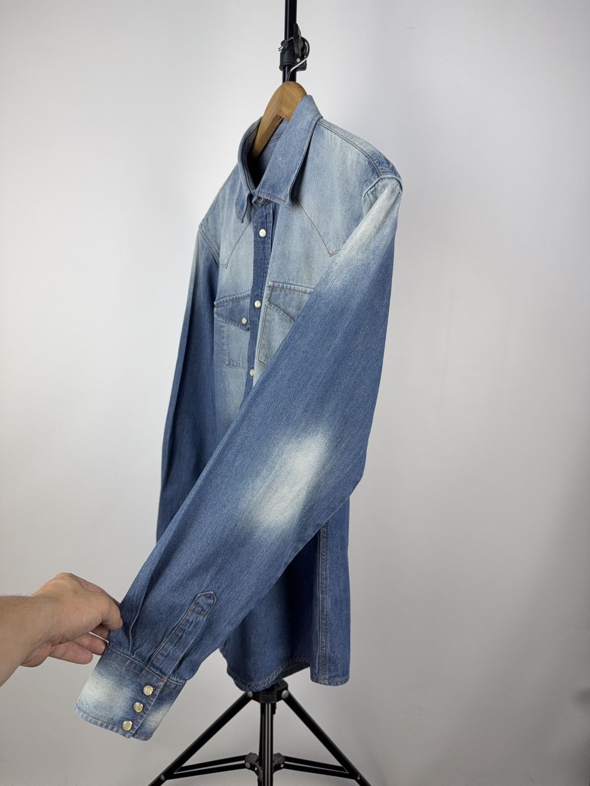 Vintage Vintage 90s Rare Retro Denim Cowboy Western Shirt Size US L / EU 52-54 / 3 - 7 Thumbnail