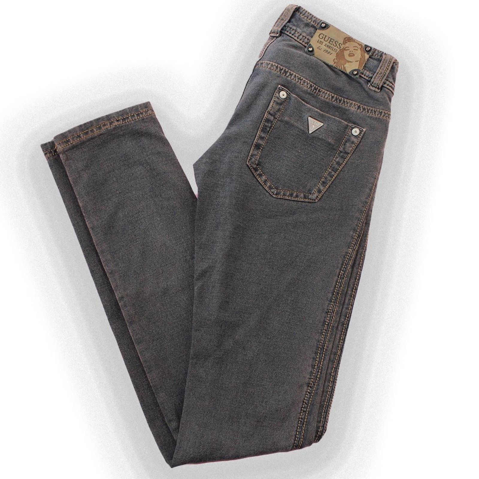 Guess Y2K 2000's Brown Guess Denim Skinny Jeans Size 23" - 1 Thumbnail