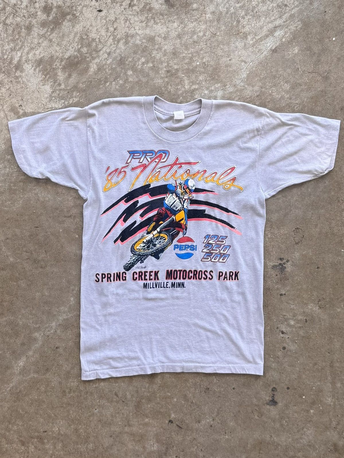 Vintage Vintage 1985 Nationals Pepsi Motorcycle Racing SS Tee Medium Size US M / EU 48-50 / 2 - 2 Thumbnail