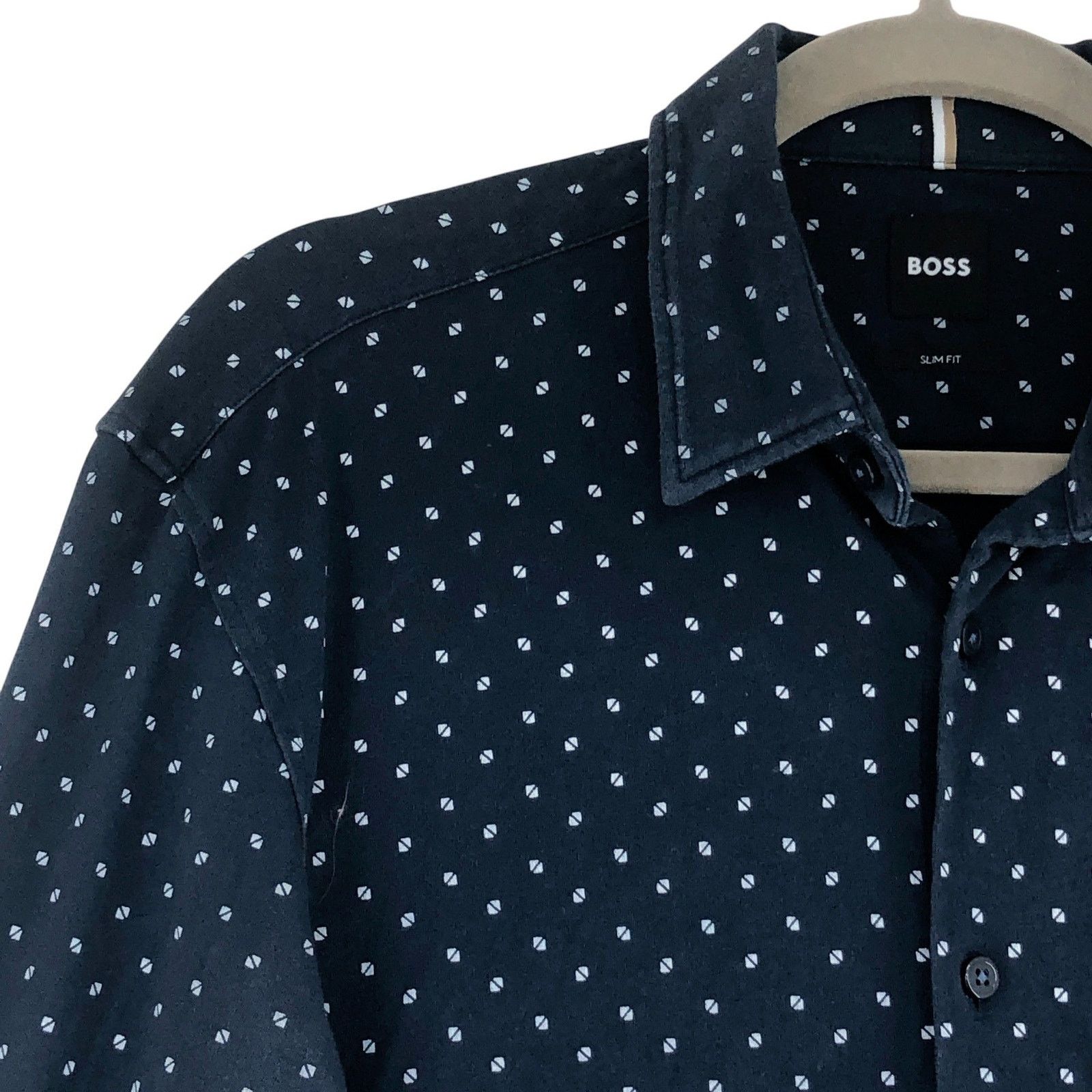 Hugo Boss BOSS Shirt L Roan Slim Fit Navy Geo Print Long Sleeve Size US L / EU 52-54 / 3 - 6 Thumbnail