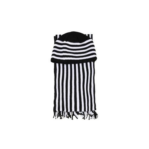 Other Striped Black & White Knit Beanie And Scarf Set For Adults Size ONE SIZE - 1 Preview