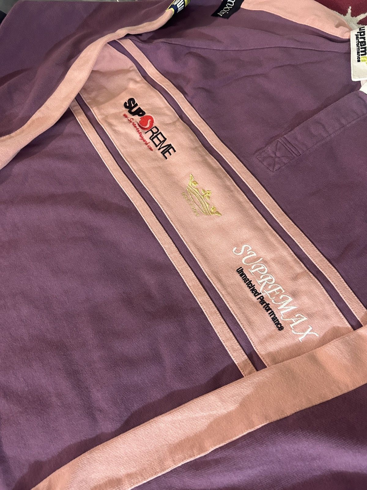 Supreme Supreme chest stripe rugby polo purple large | Grailed
