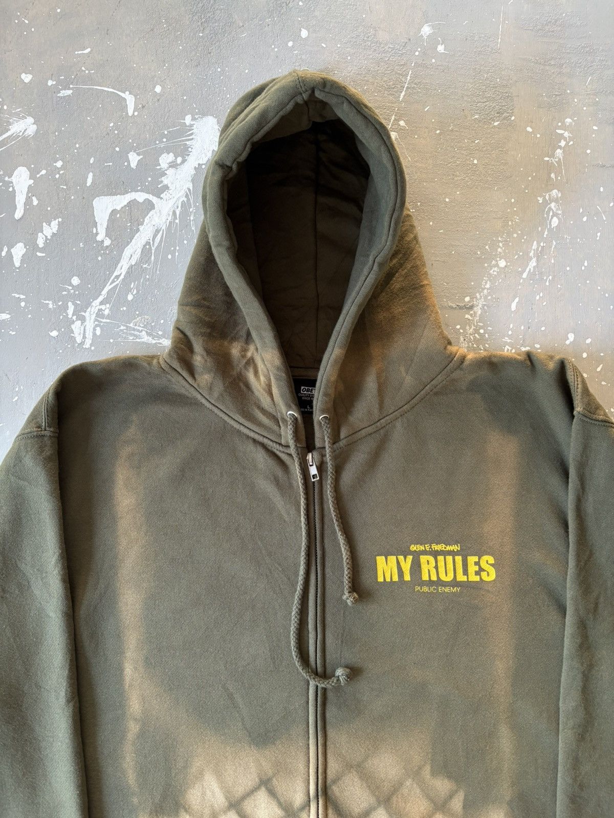 Public Enemy Public Enemy X Obey X Glen E “My Rules” Olive Green Hoodie Size US L / EU 52-54 / 3 - 5 Thumbnail