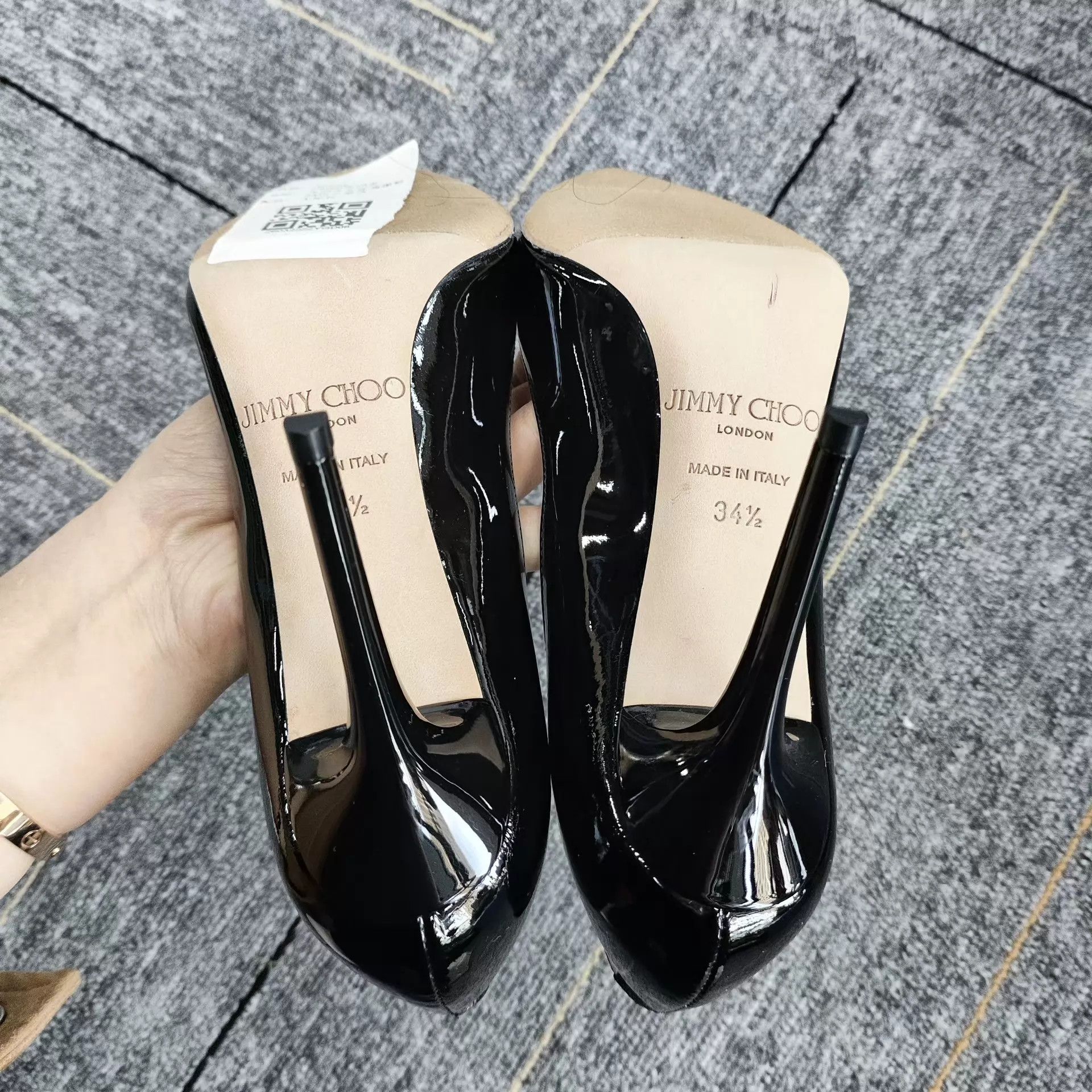 Jimmy Choo Jimmy Choo Patent Colorblock Heels Black 34.5 Size US 4 / IT 34 - 4 Thumbnail
