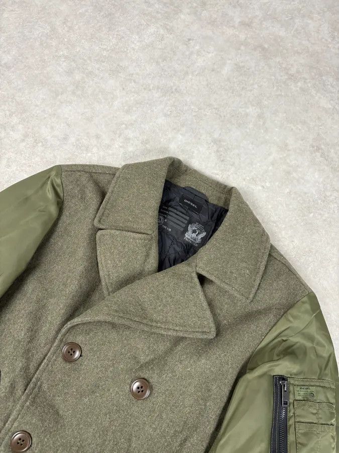 Diesel Diesel Khaki Green Caban Wool & Nylon Hybrid Bomber Jacket Size US M / EU 48-50 / 2 - 4 Thumbnail
