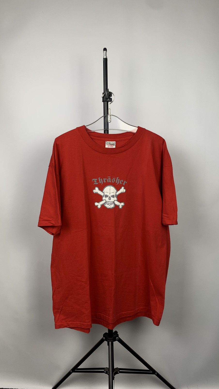 image of Thrasher ‘90 1993 Pushead Single Stitch T Shirt in Red, Men's (Size XL)