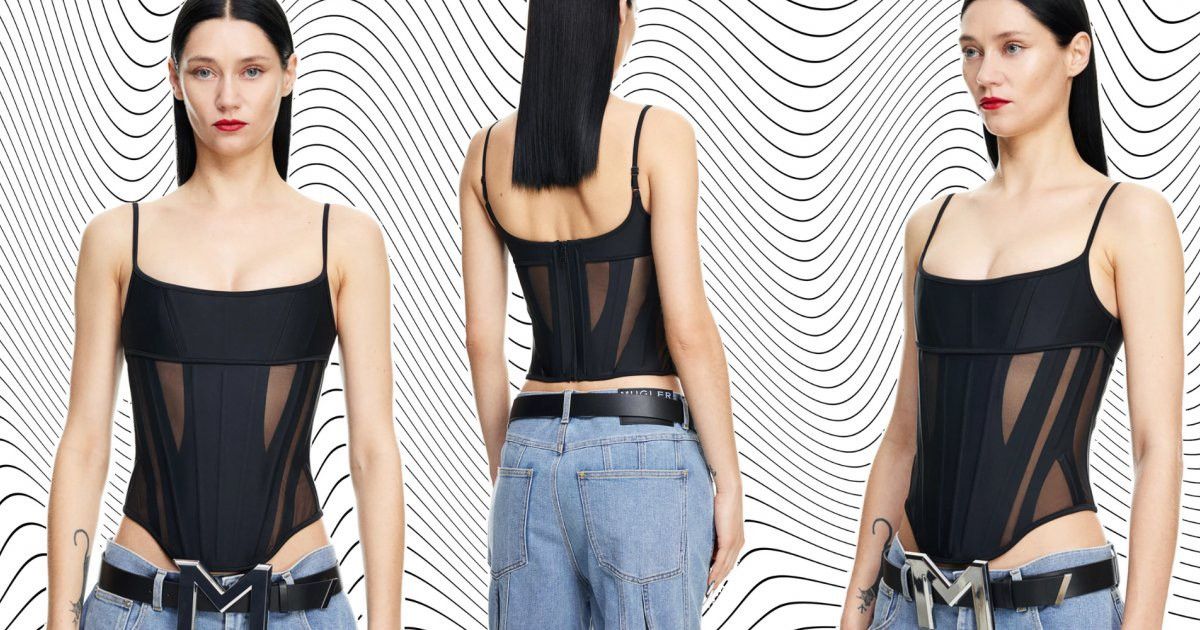 H&M × Mugler × Thierry Mugler Mugler x H&M Mesh Panel Black Corset Top Size M / US 6-8 / IT 42-44 - 10 Thumbnail